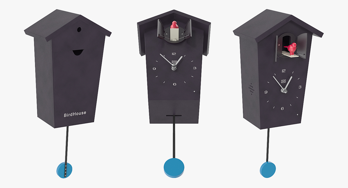 3D model Cuckoo Clock Black Rigged