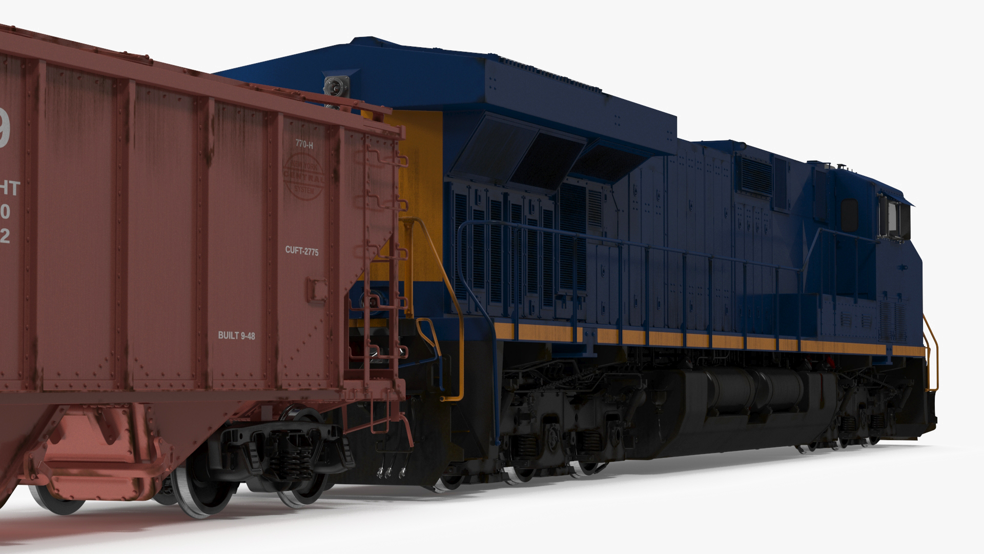 3D model Diesel Electric Locomotive Train with Freight Cars