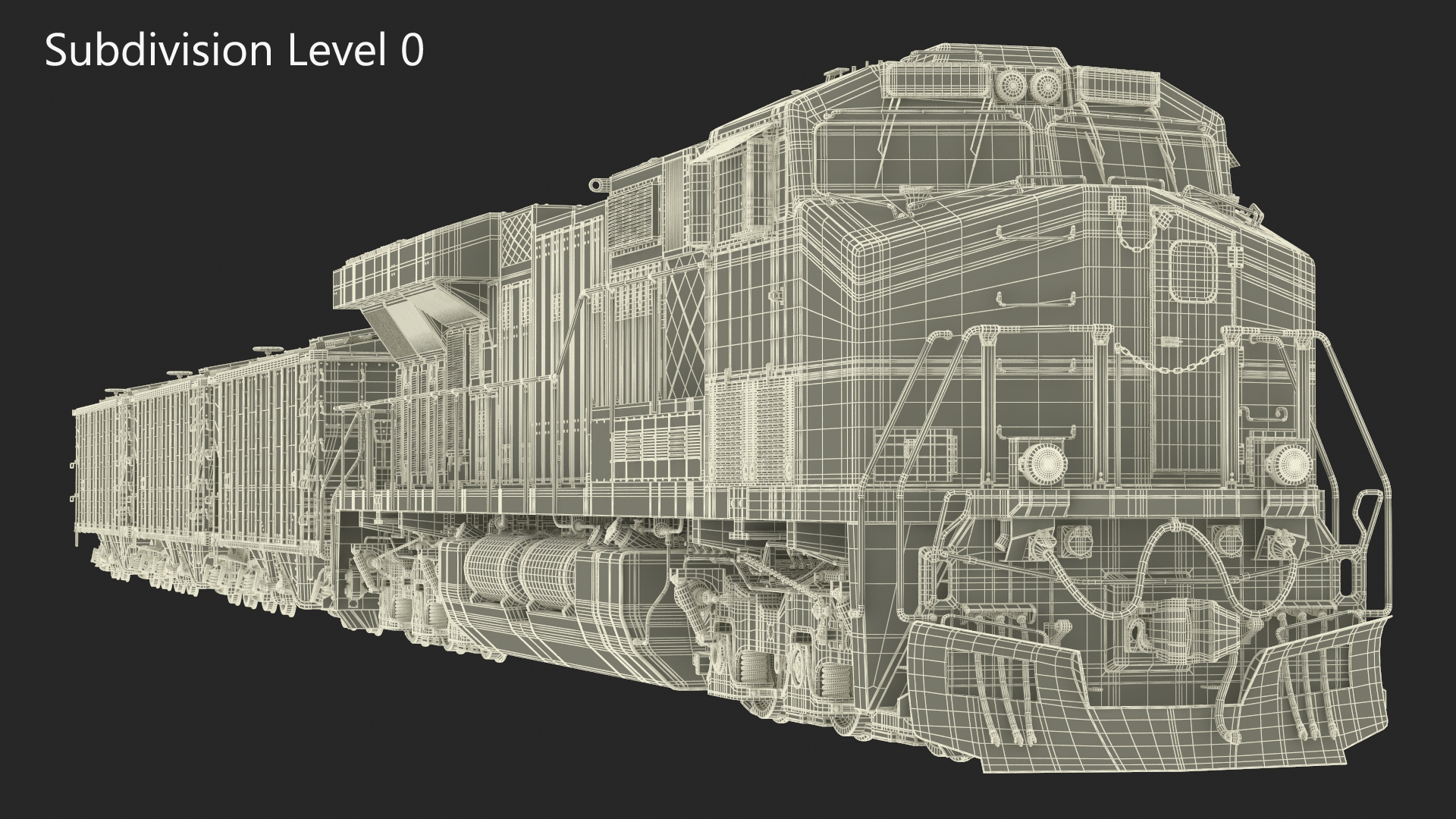 3D model Diesel Electric Locomotive Train with Freight Cars