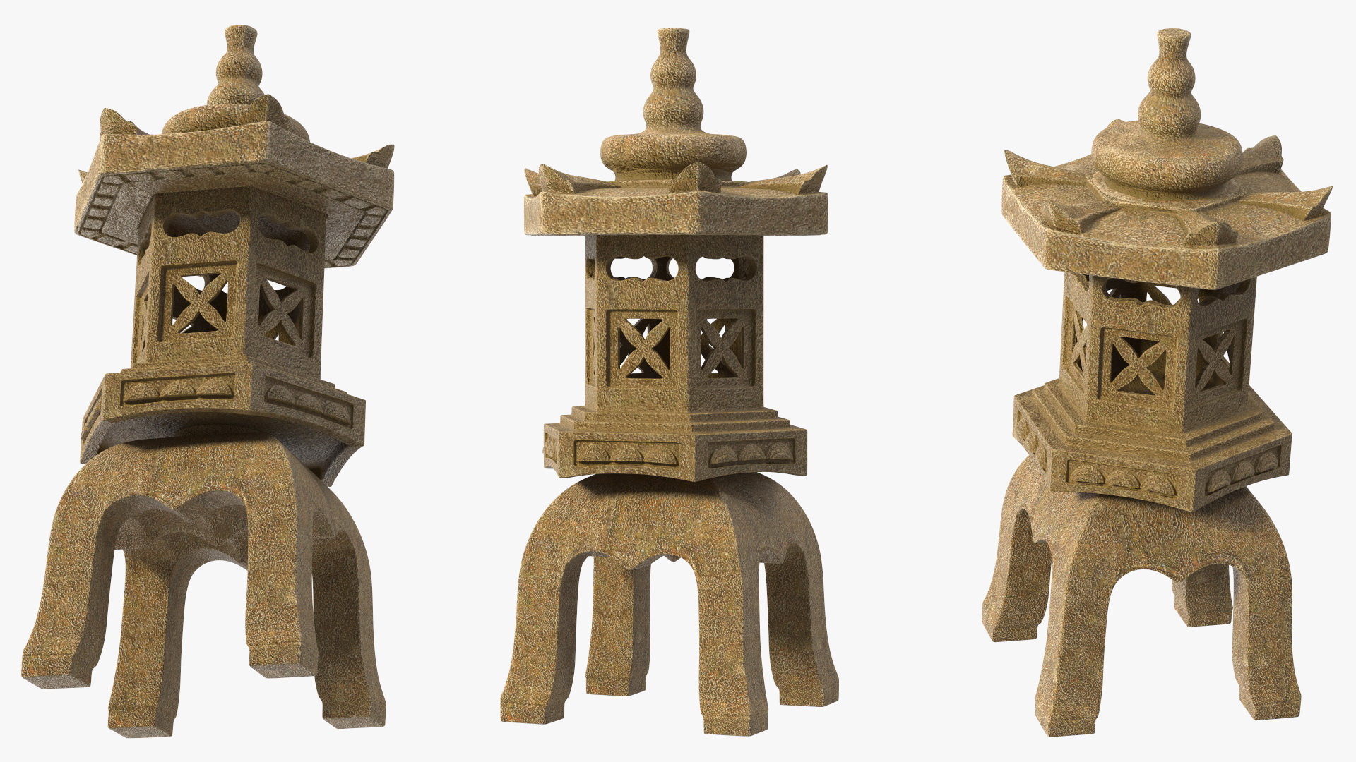 3D Stone Garden Pagoda Statue