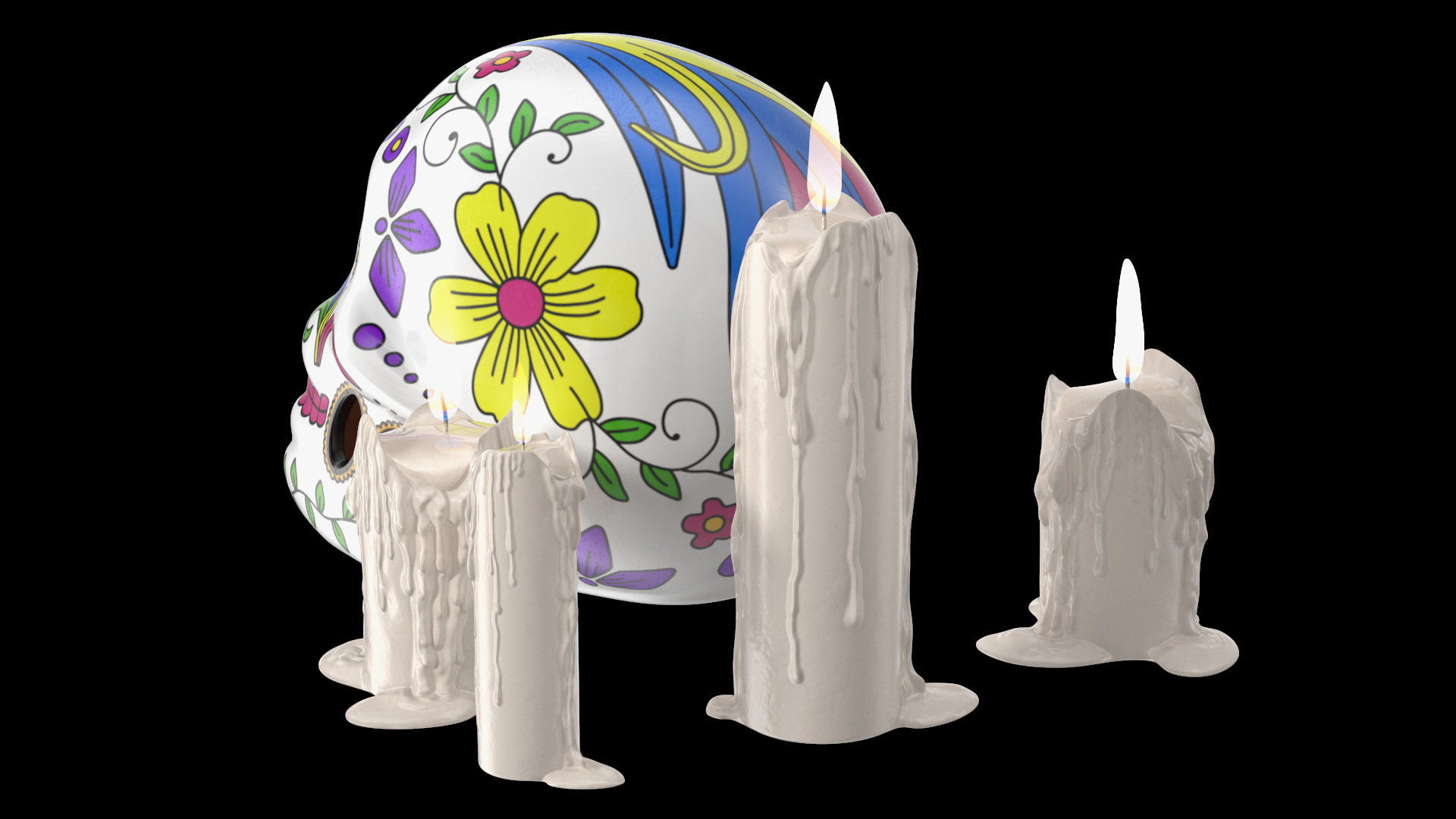 Calavera Flor de Vida with Candles 3D model