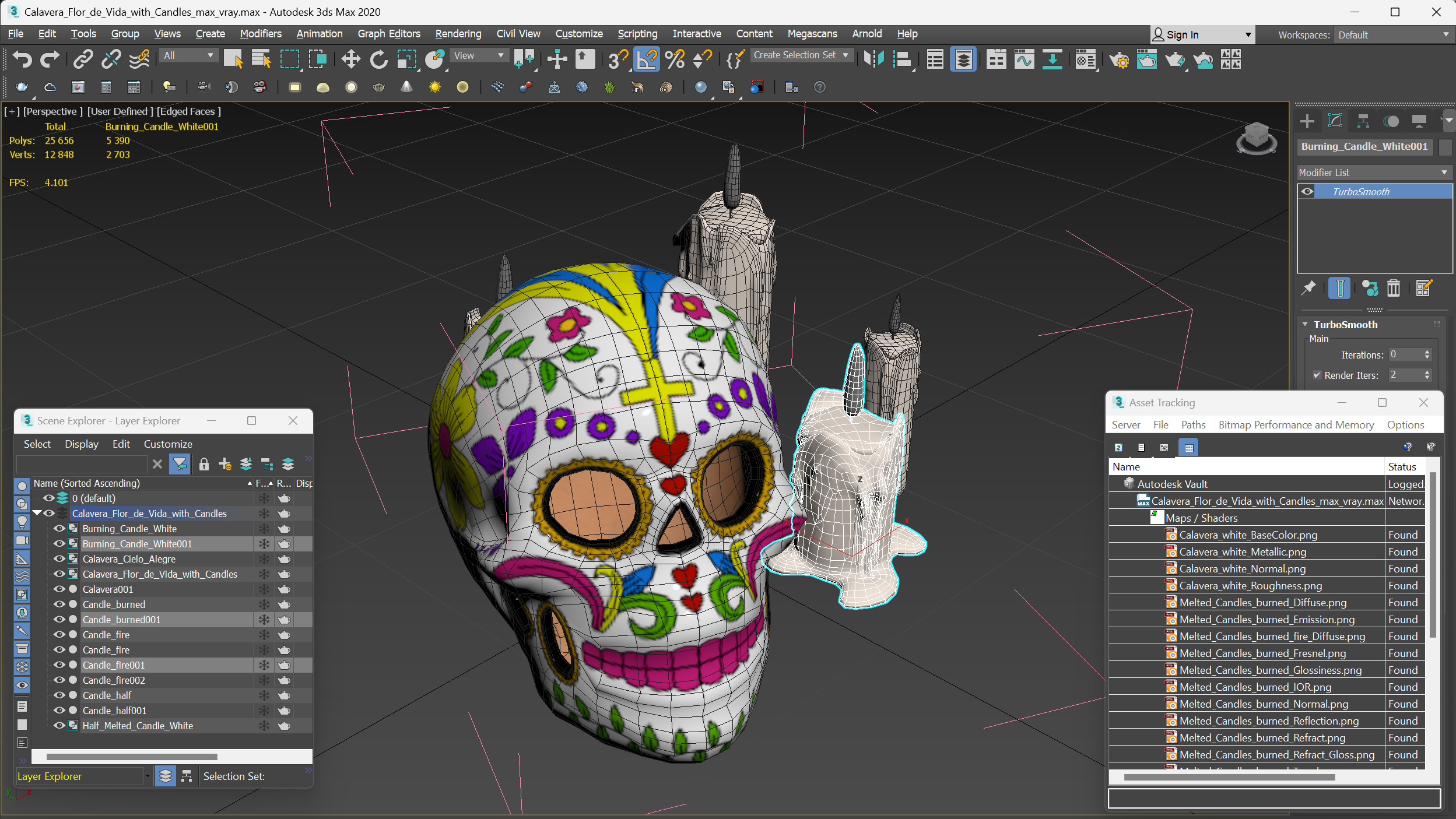 Calavera Flor de Vida with Candles 3D model