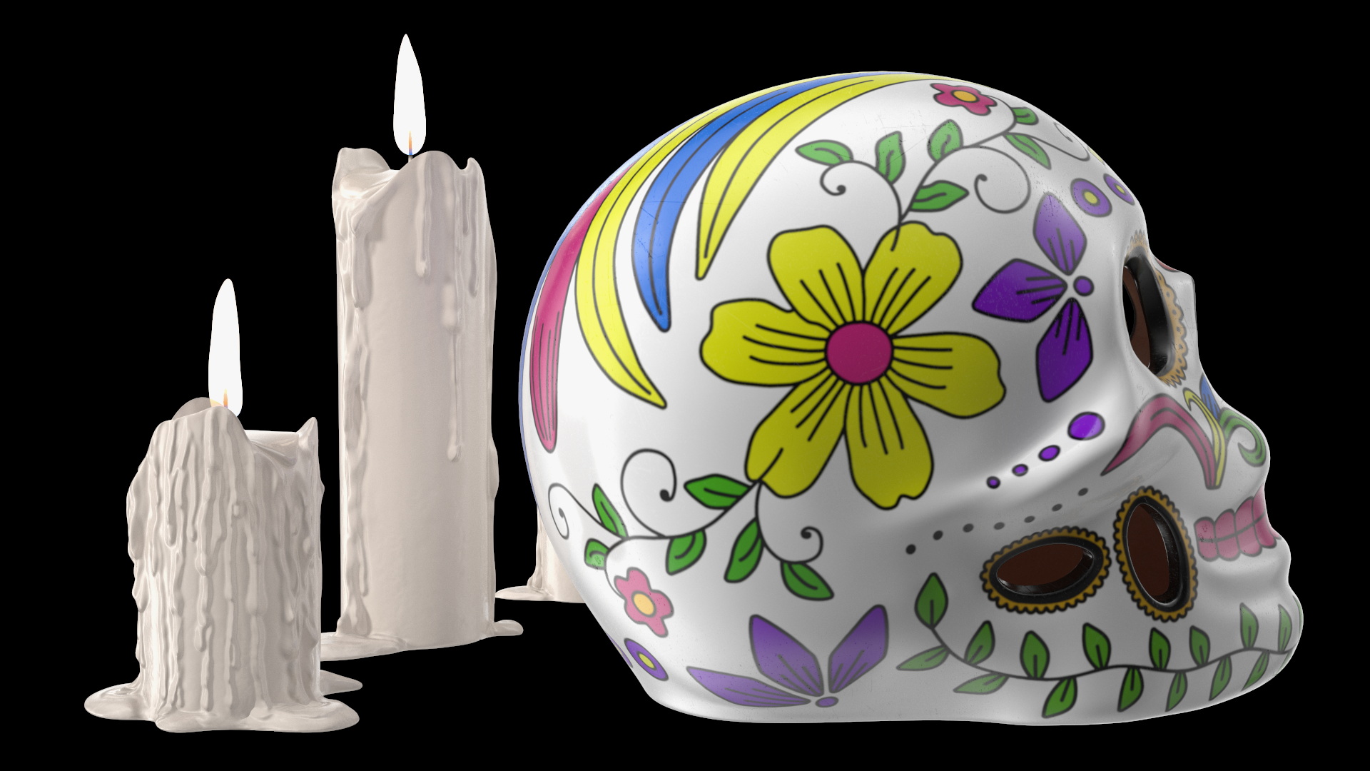 Calavera Flor de Vida with Candles 3D model