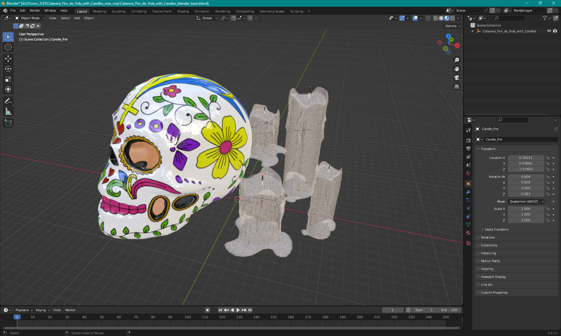 Calavera Flor de Vida with Candles 3D model