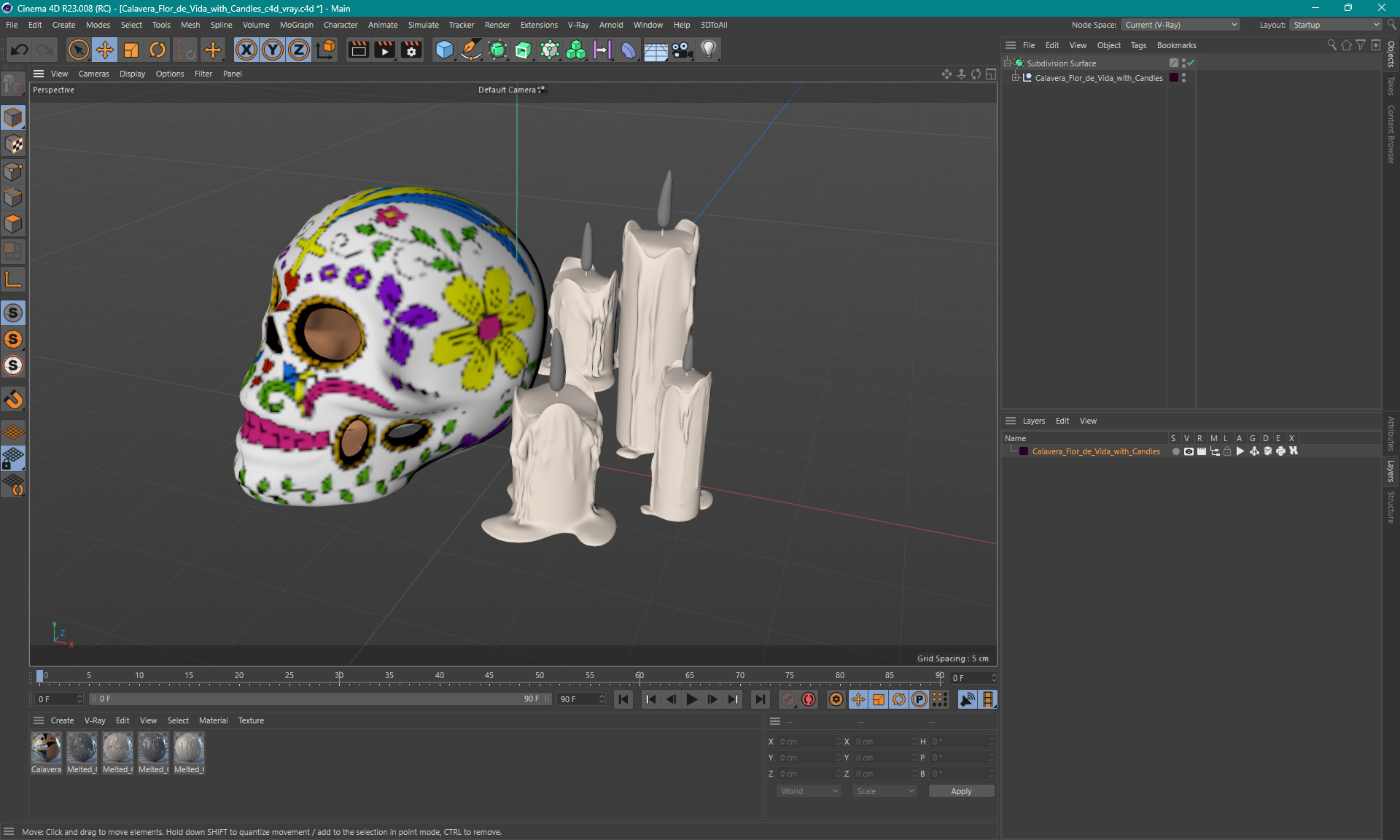 Calavera Flor de Vida with Candles 3D model