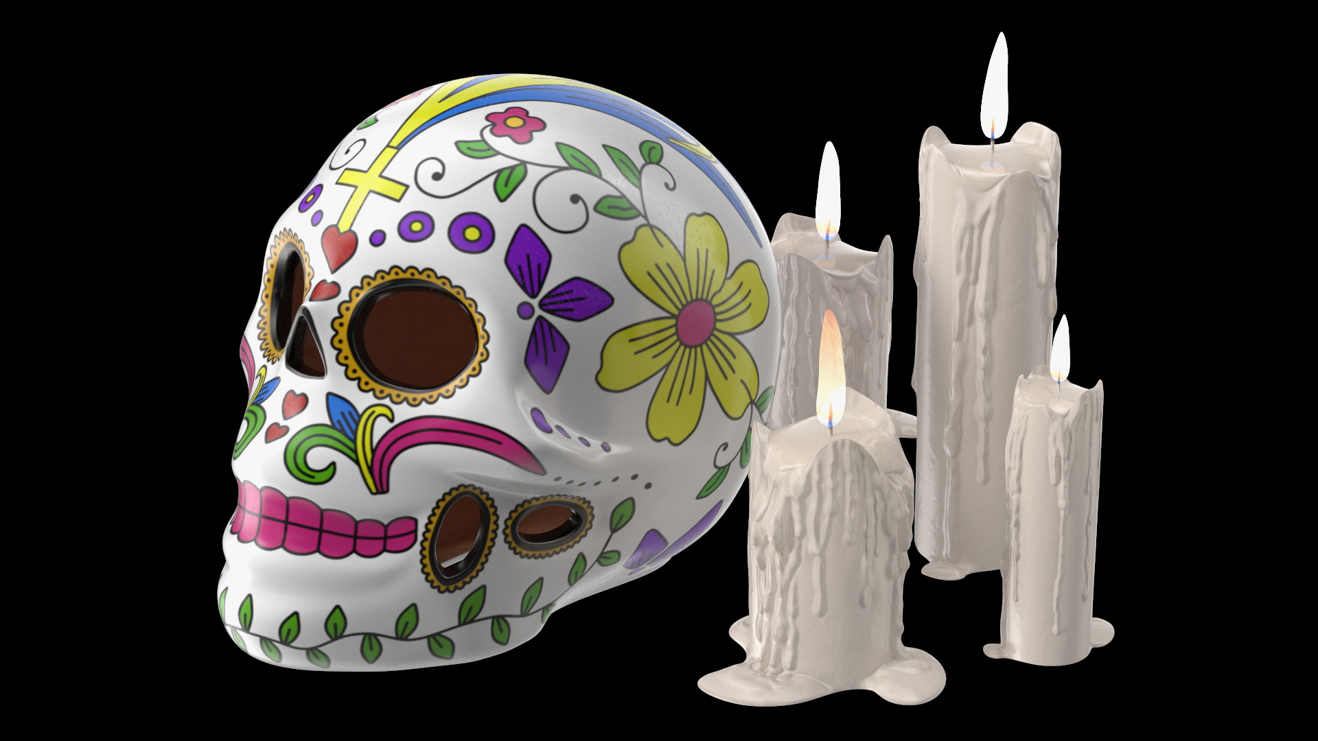 Calavera Flor de Vida with Candles 3D model