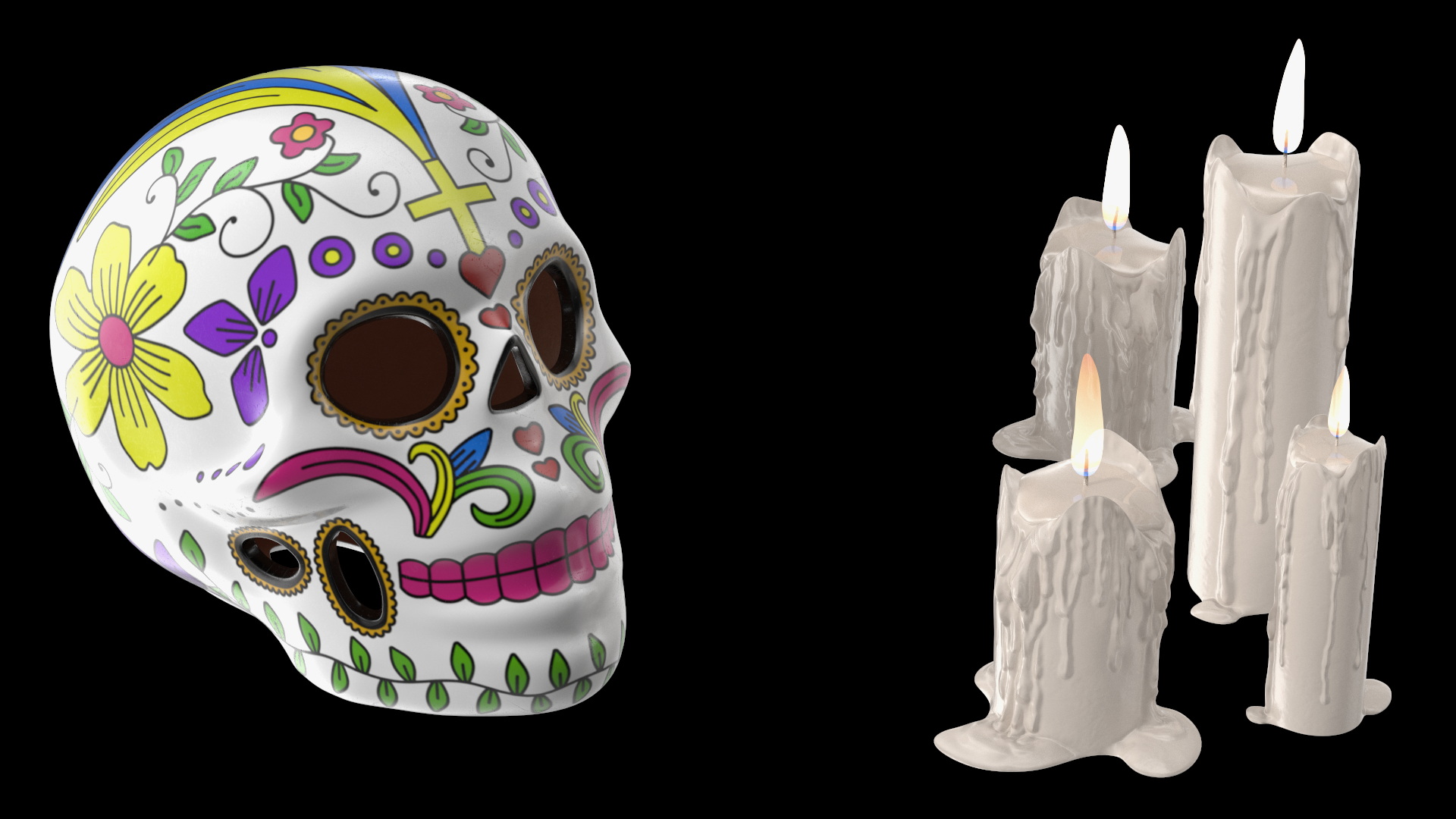 Calavera Flor de Vida with Candles 3D model