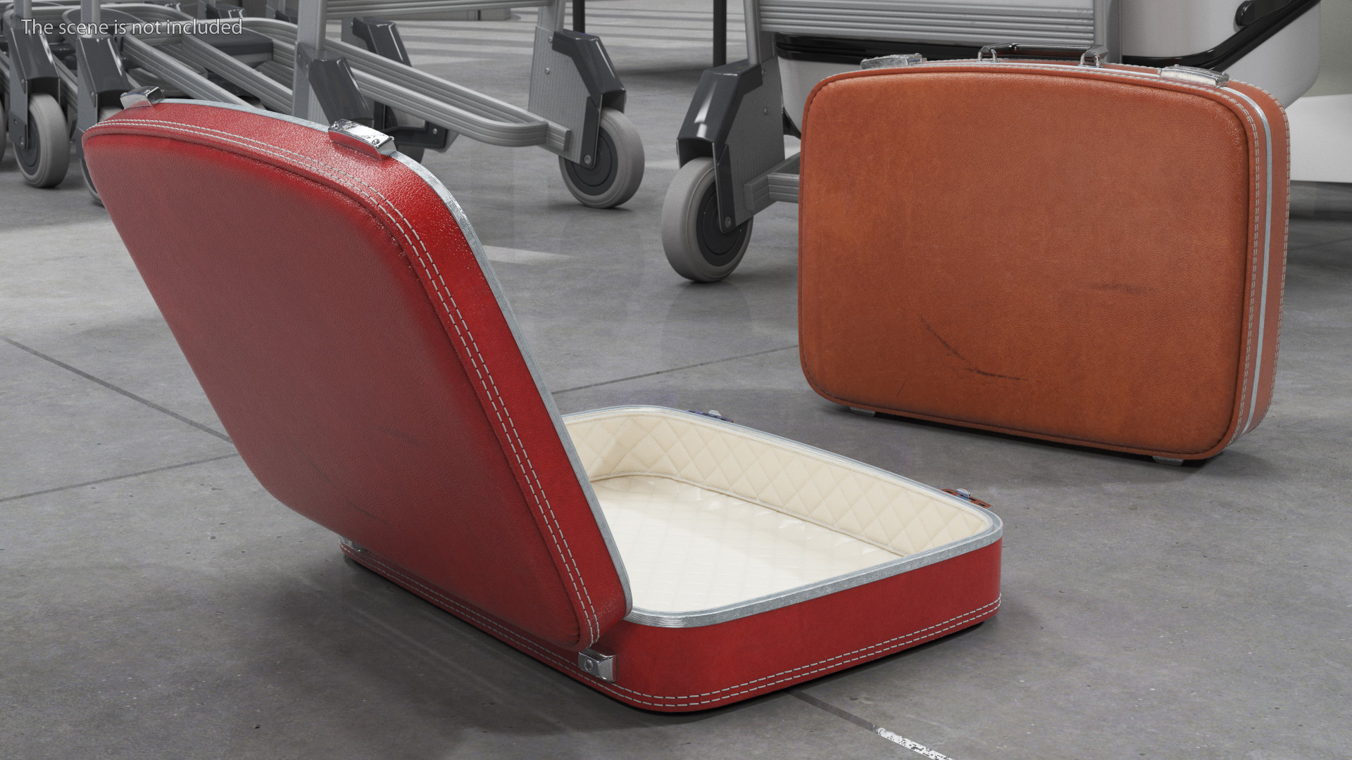 3D model Vintage Open Red Suitcase