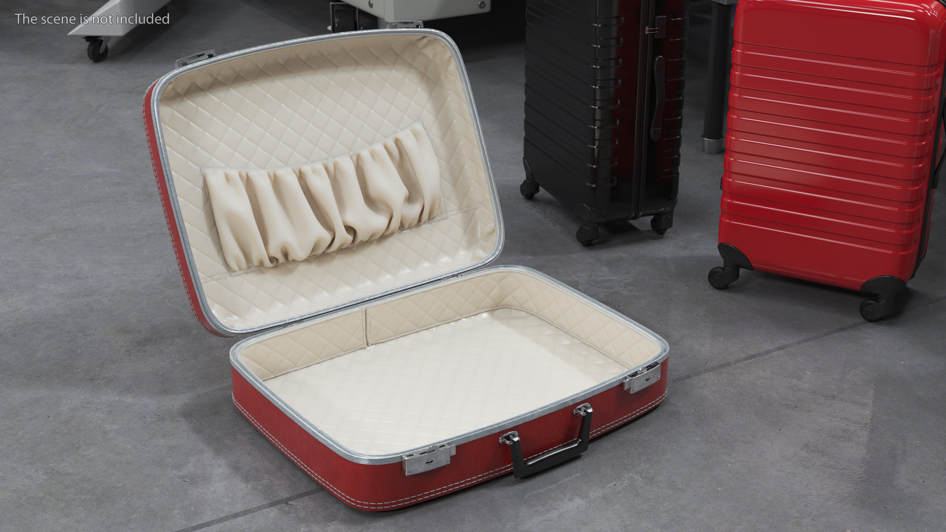 3D model Vintage Open Red Suitcase