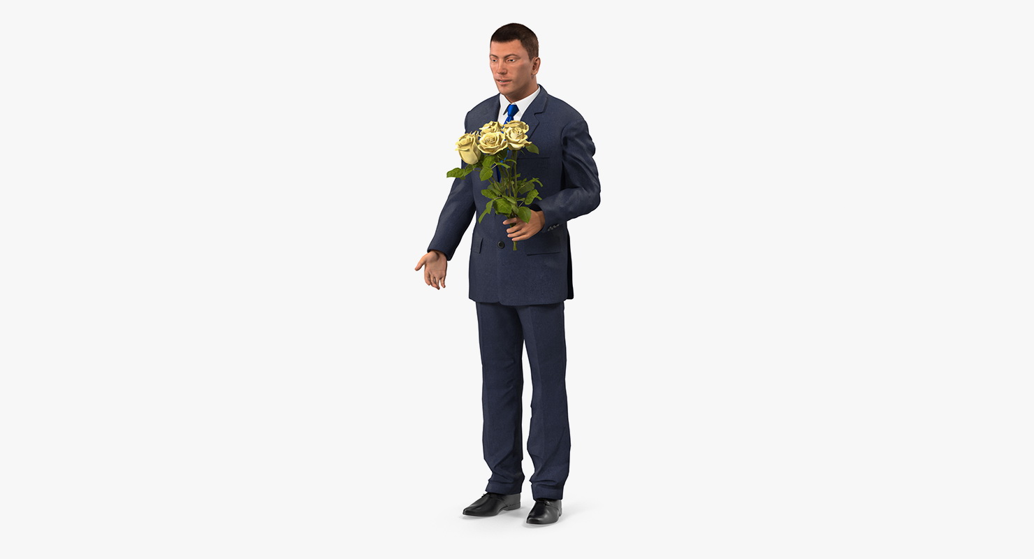 3D Man With Yellow Roses