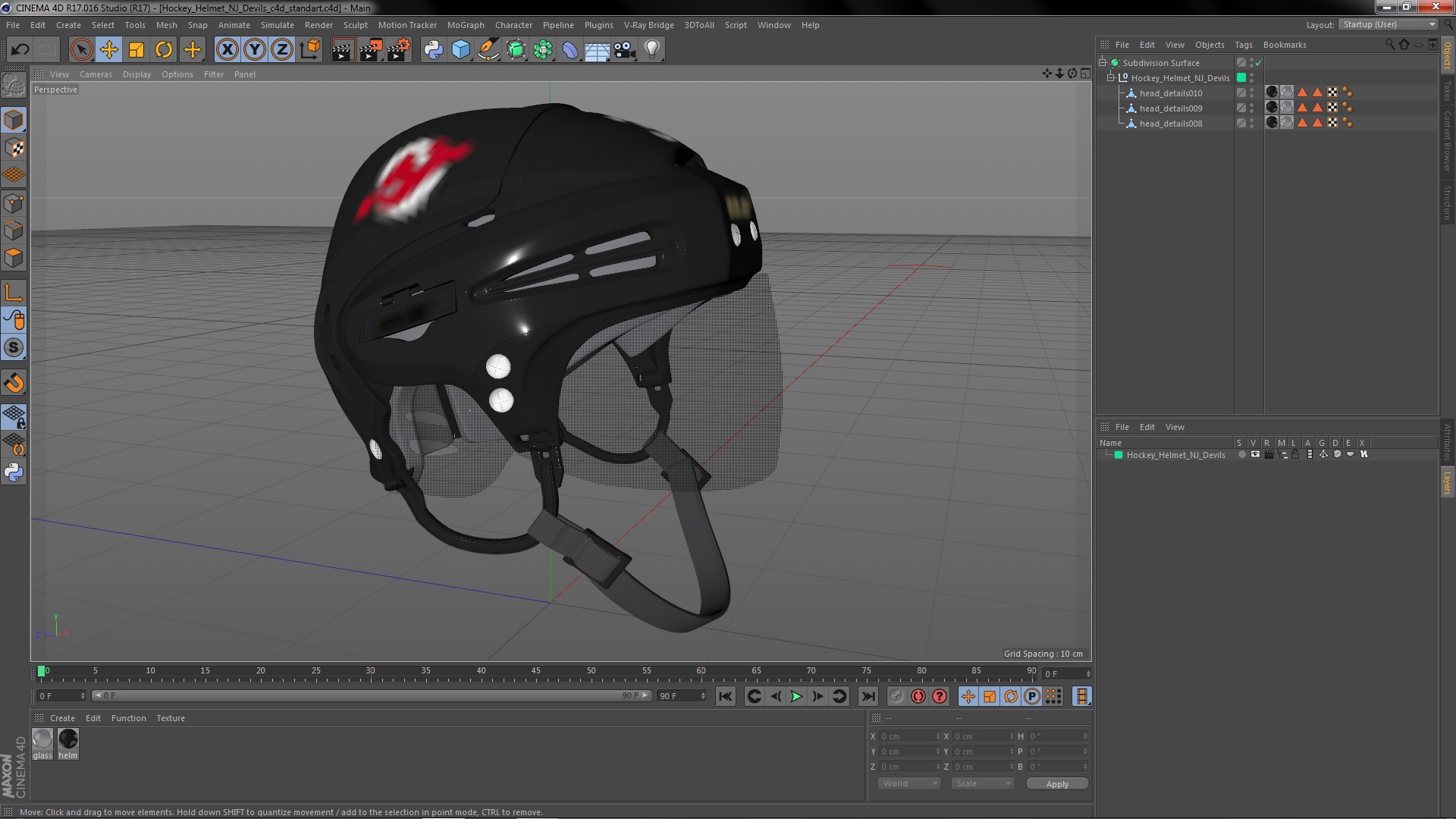 3D Hockey Helmet NJ Devils model