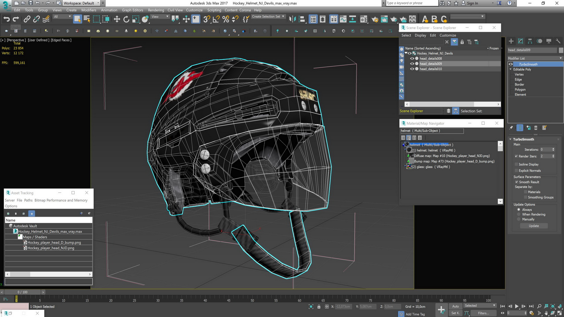 3D Hockey Helmet NJ Devils model