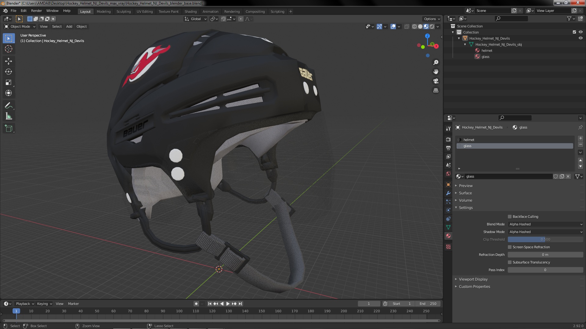 3D Hockey Helmet NJ Devils model