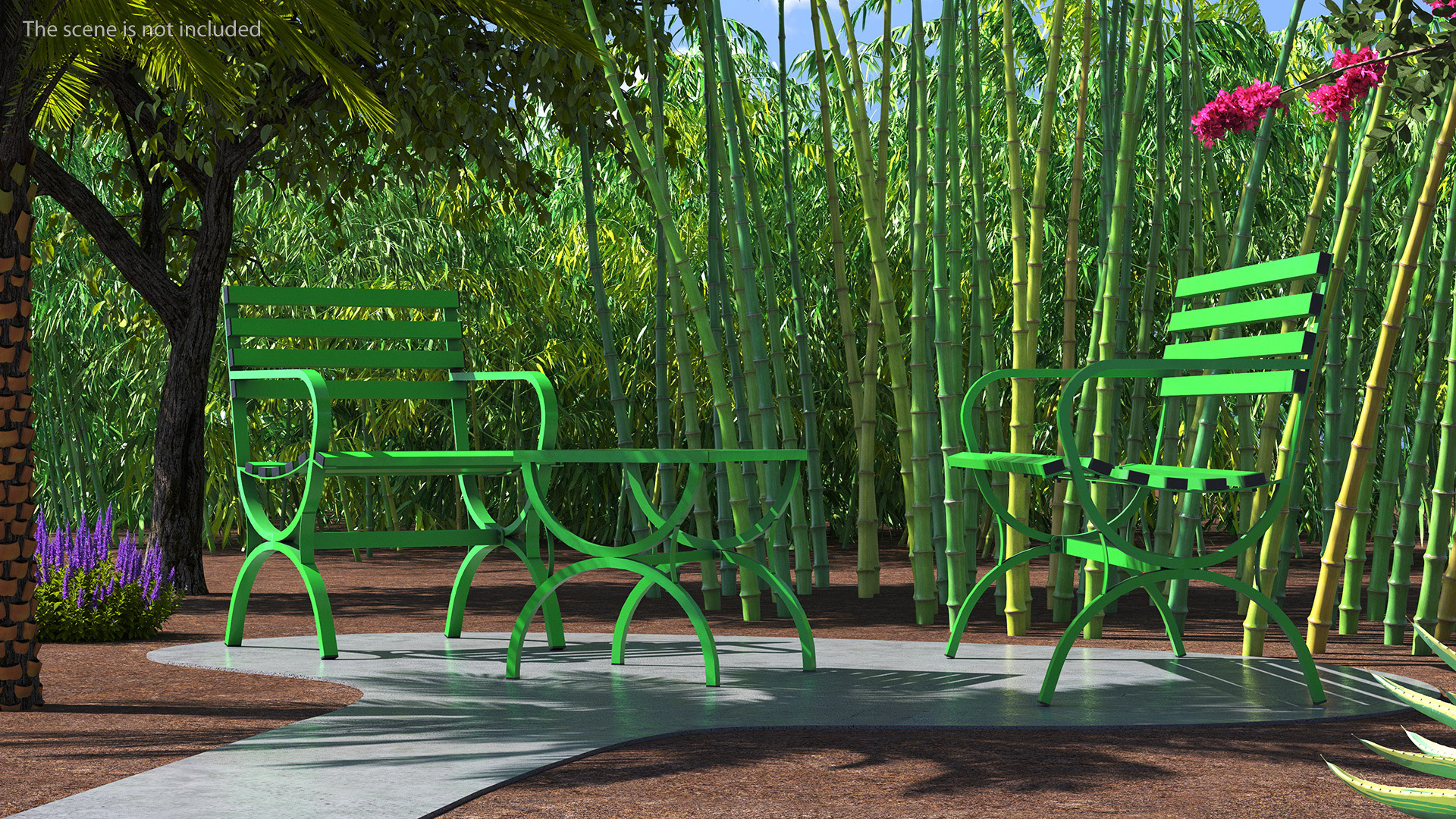 3D Metal Outdoor Furniture Set Green model