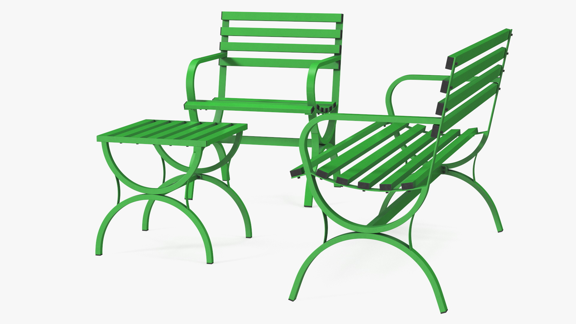 3D Metal Outdoor Furniture Set Green model