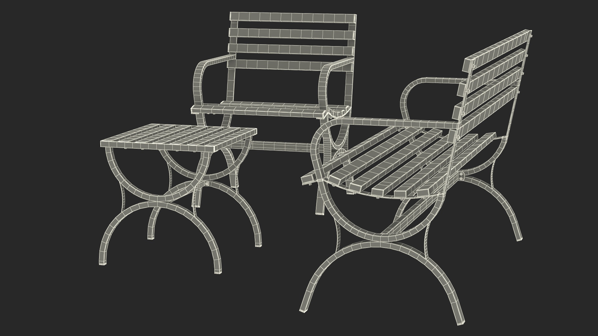 3D Metal Outdoor Furniture Set Green model