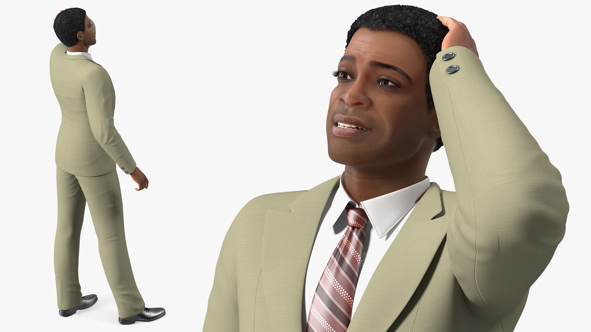 3D Light Skin Afro American Businessman