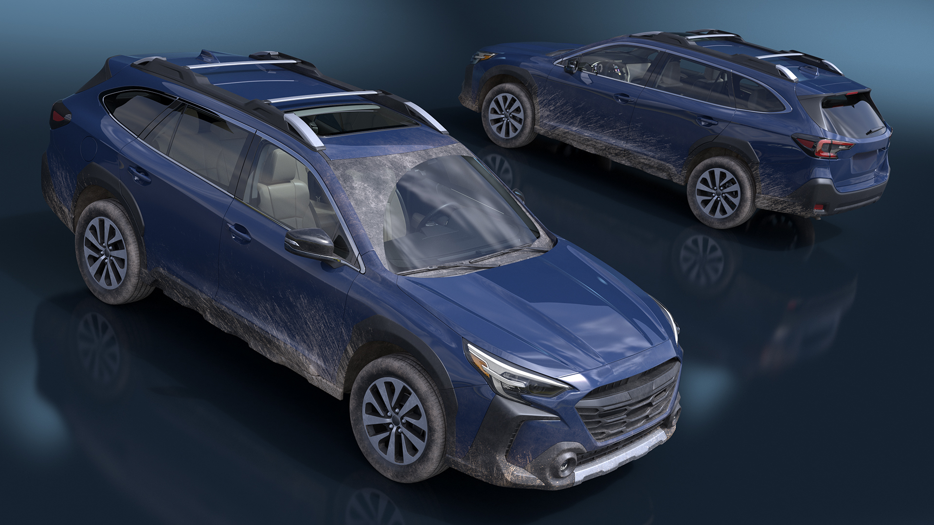 City Crossover SUV Blue Dirty 3D model