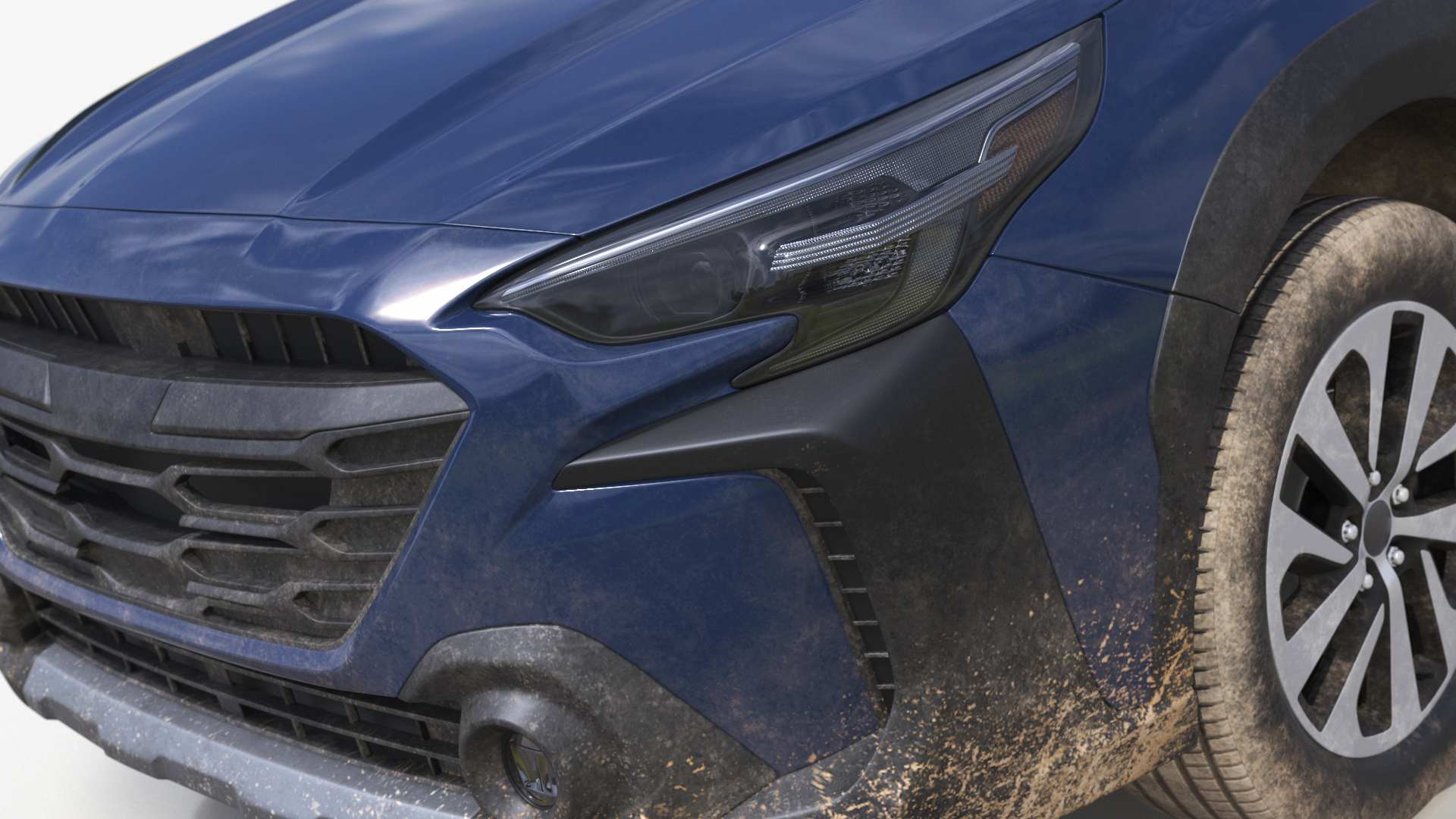 City Crossover SUV Blue Dirty 3D model