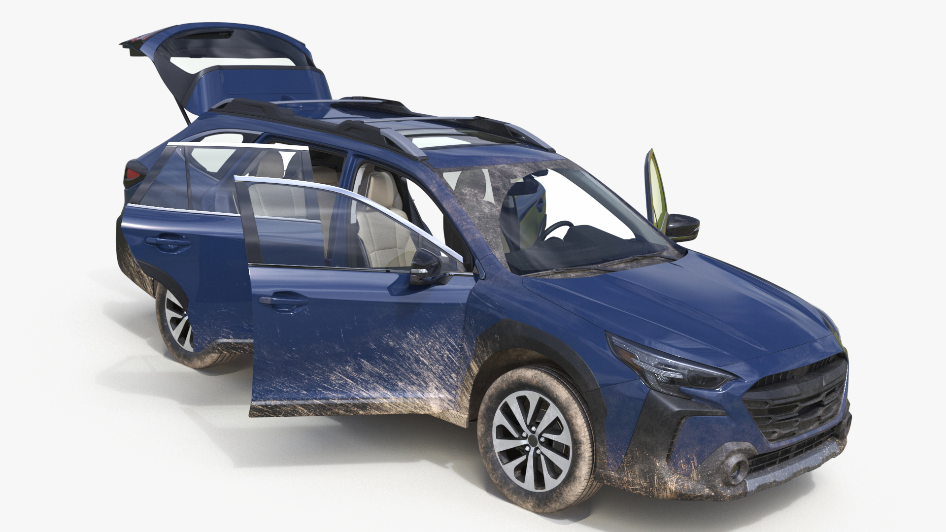 City Crossover SUV Blue Dirty 3D model