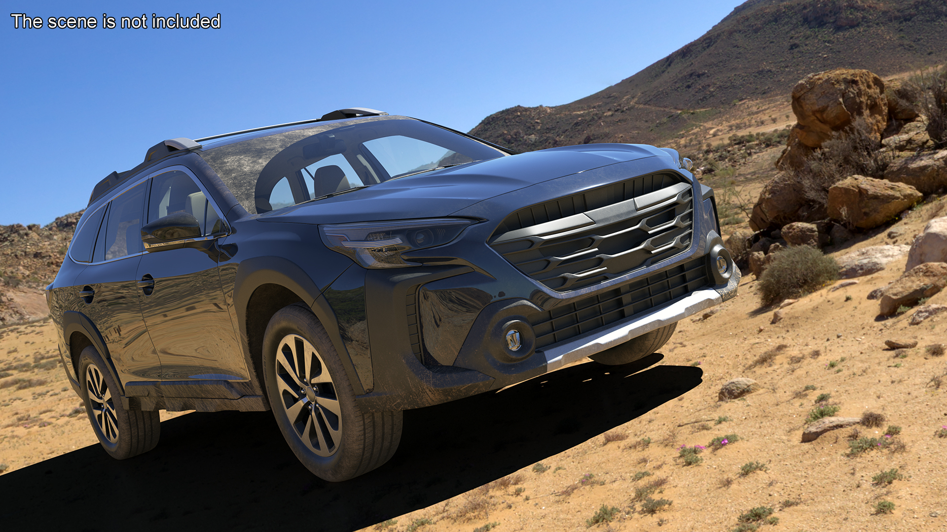 City Crossover SUV Blue Dirty 3D model