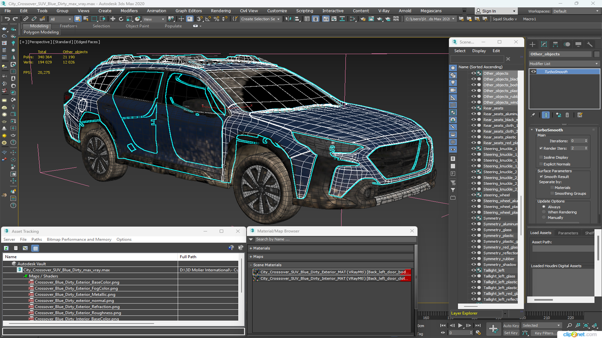 City Crossover SUV Blue Dirty 3D model