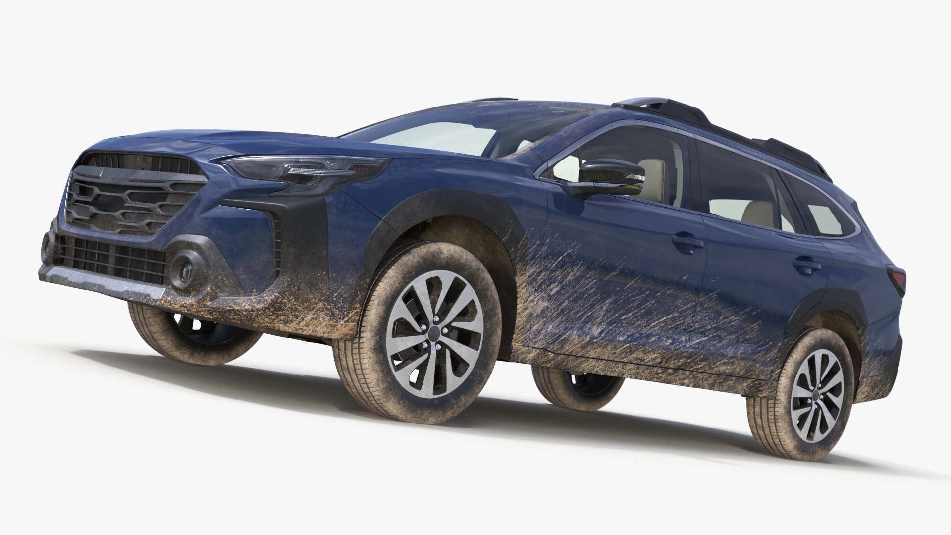 City Crossover SUV Blue Dirty 3D model