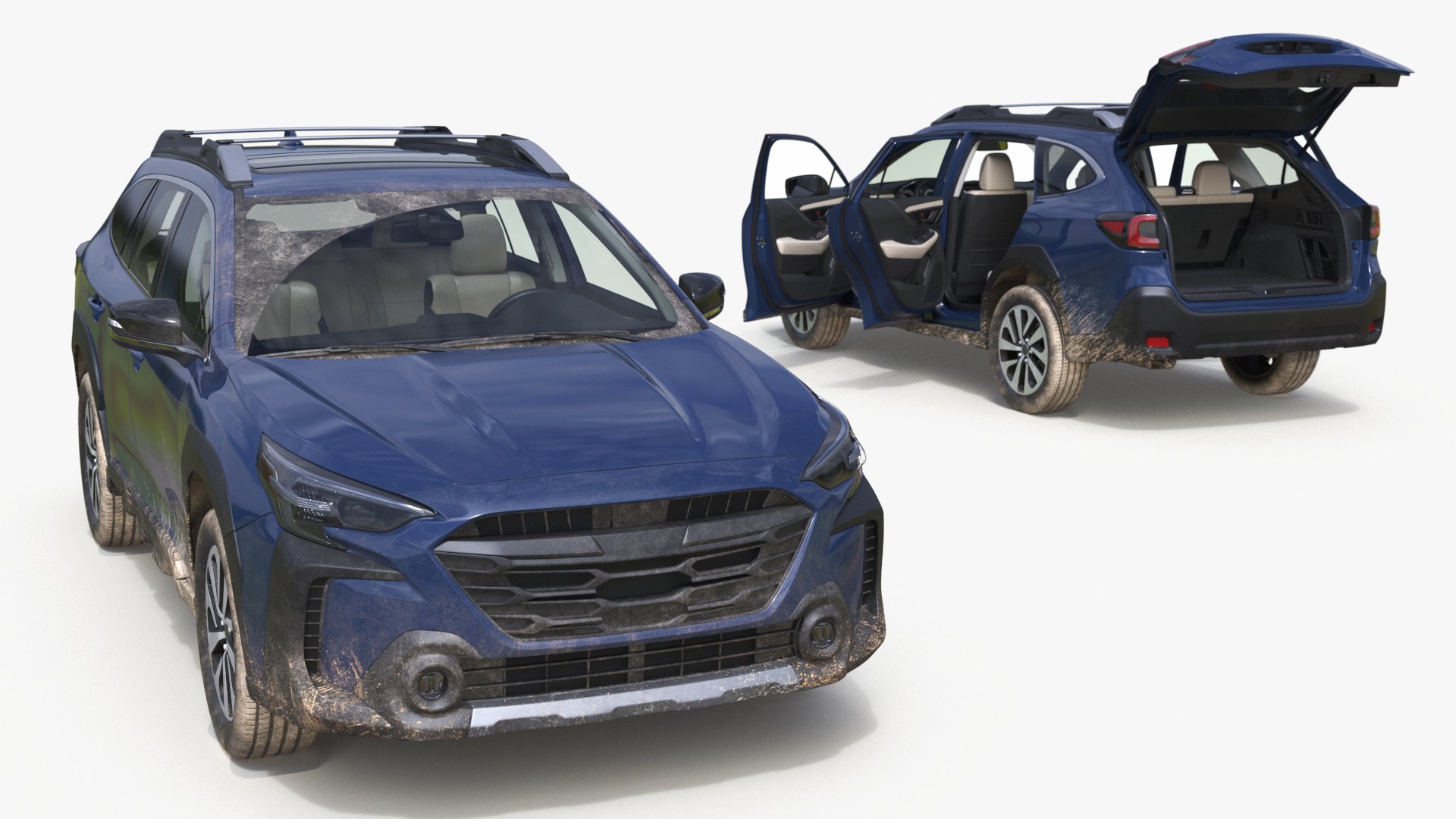 City Crossover SUV Blue Dirty 3D model