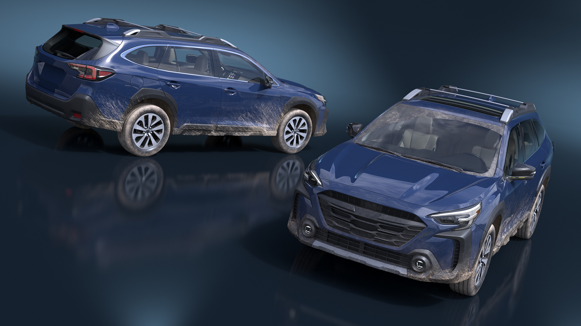 City Crossover SUV Blue Dirty 3D model