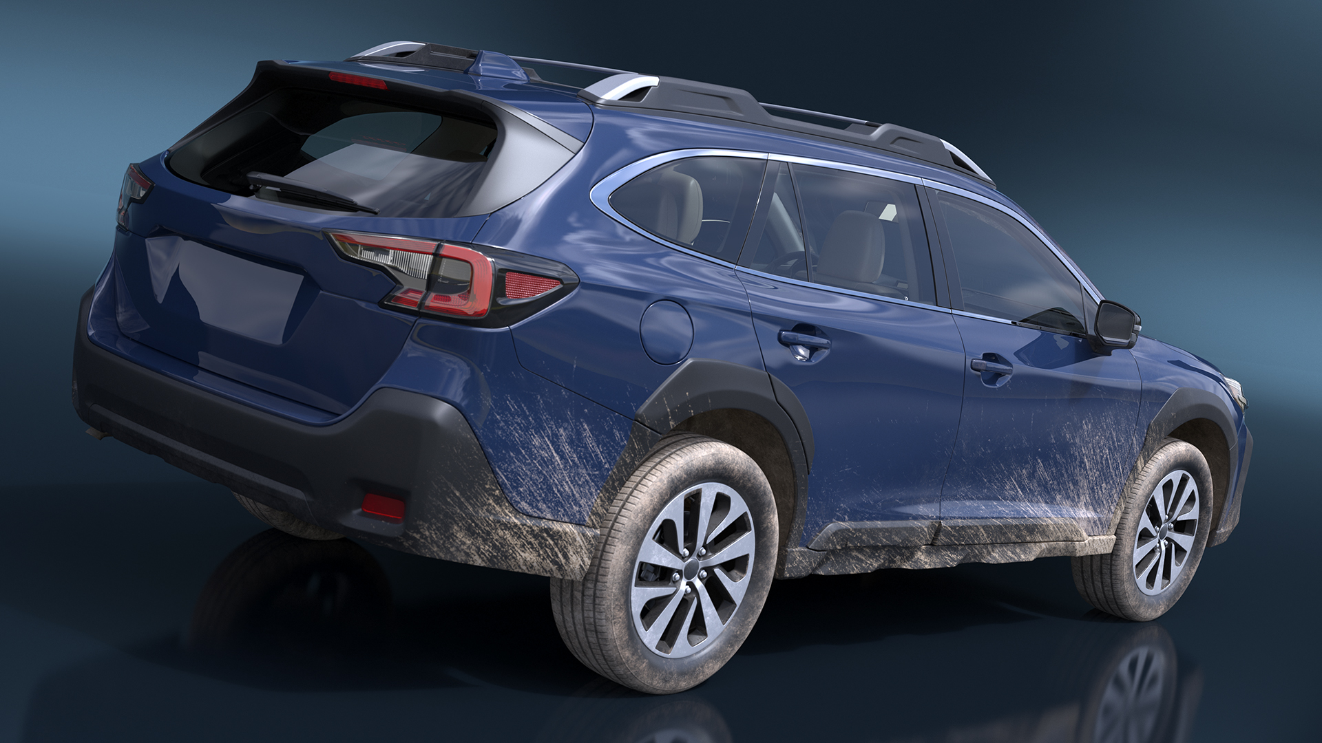 City Crossover SUV Blue Dirty 3D model