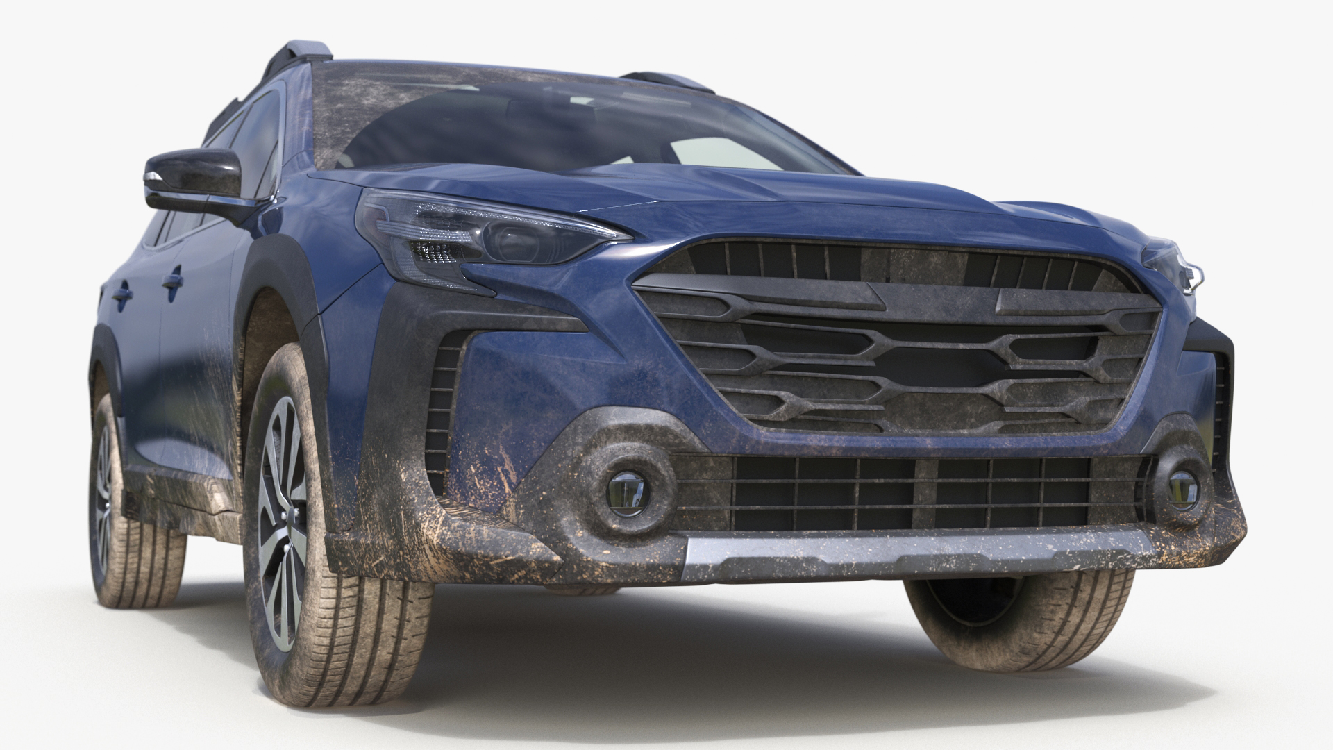 City Crossover SUV Blue Dirty 3D model