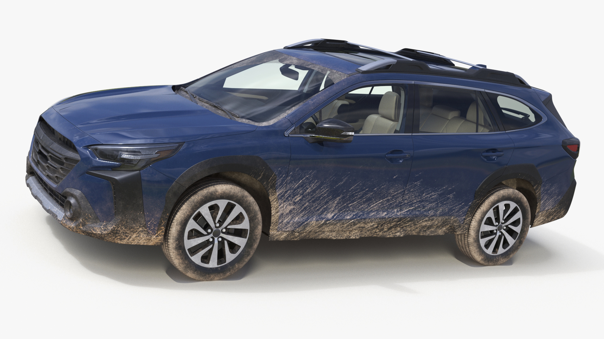 City Crossover SUV Blue Dirty 3D model