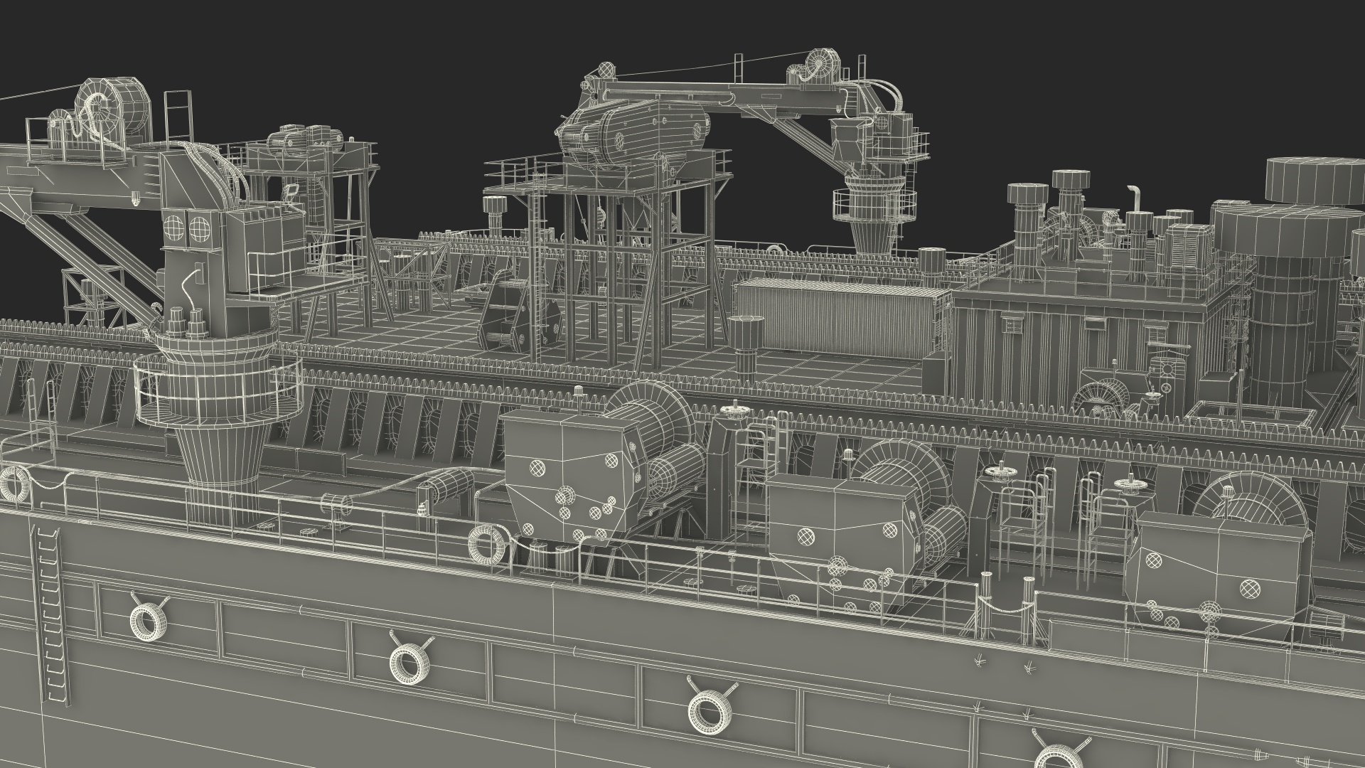 3D Floating Vessel Crane Working Position model