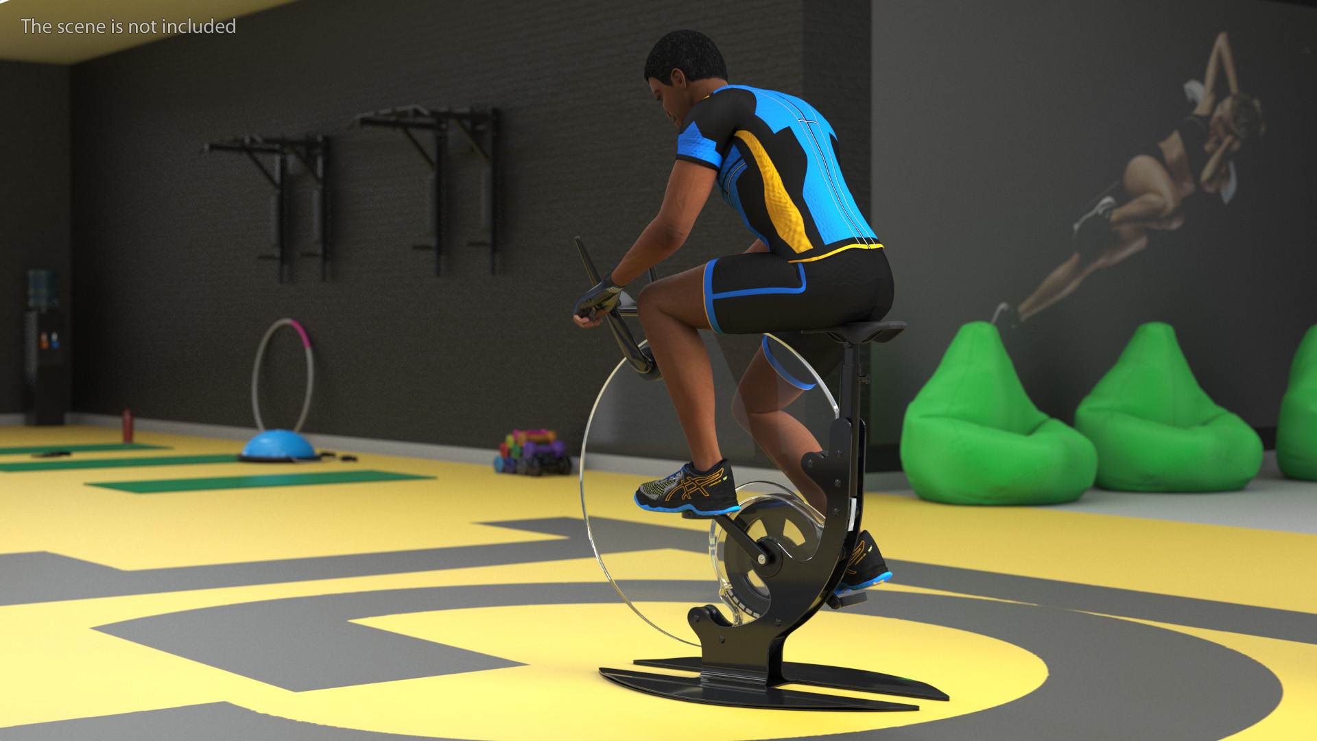 3D model Sportsmen Training on Exercise Bike