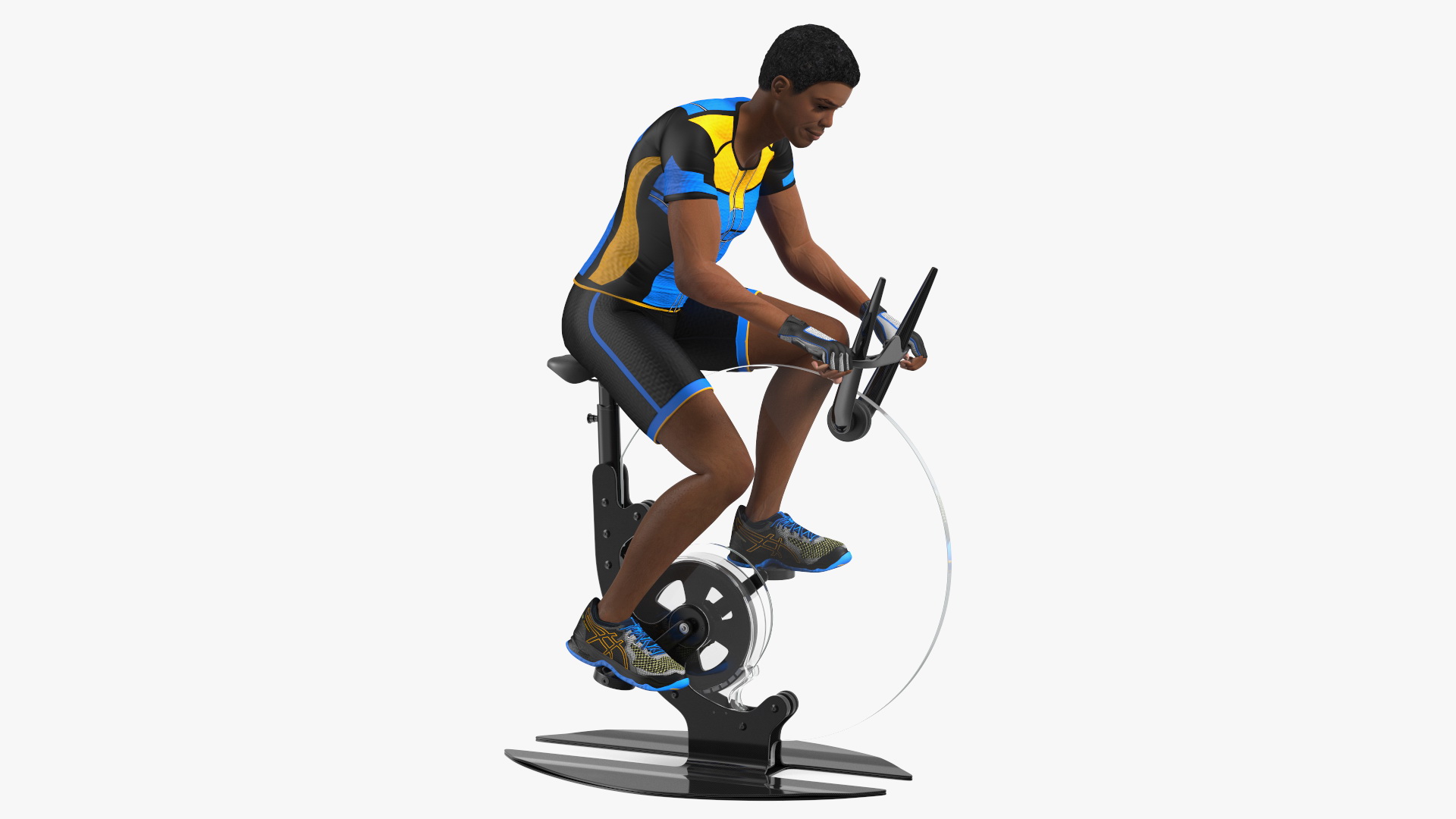 3D model Sportsmen Training on Exercise Bike