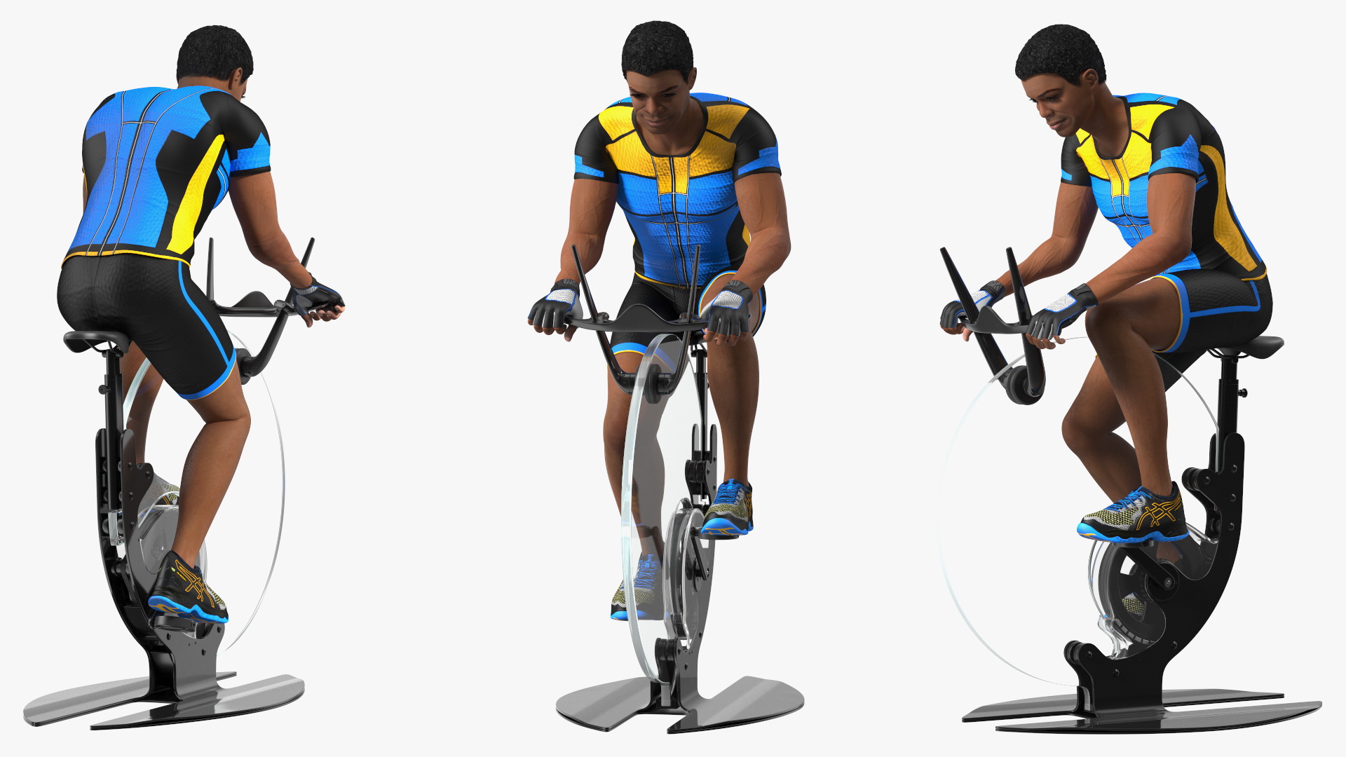 3D model Sportsmen Training on Exercise Bike