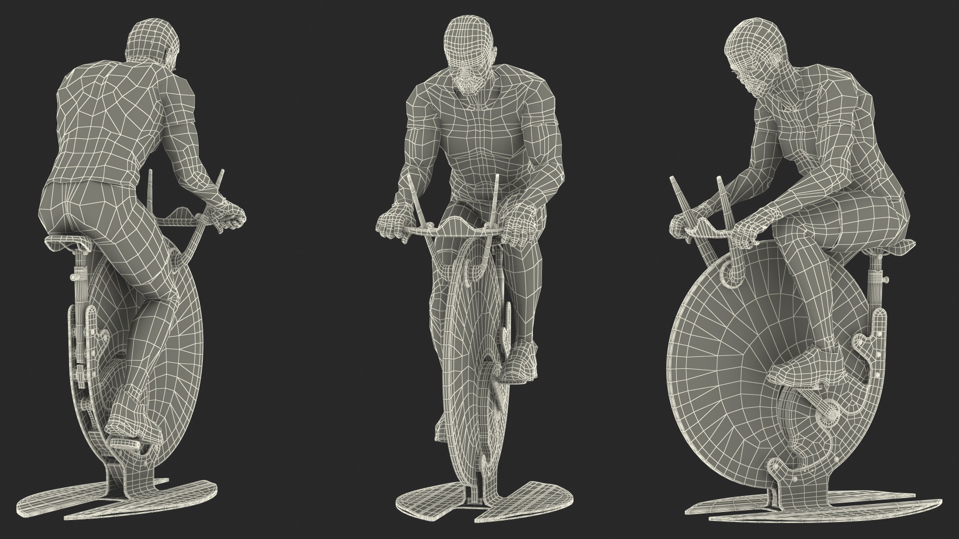 3D model Sportsmen Training on Exercise Bike