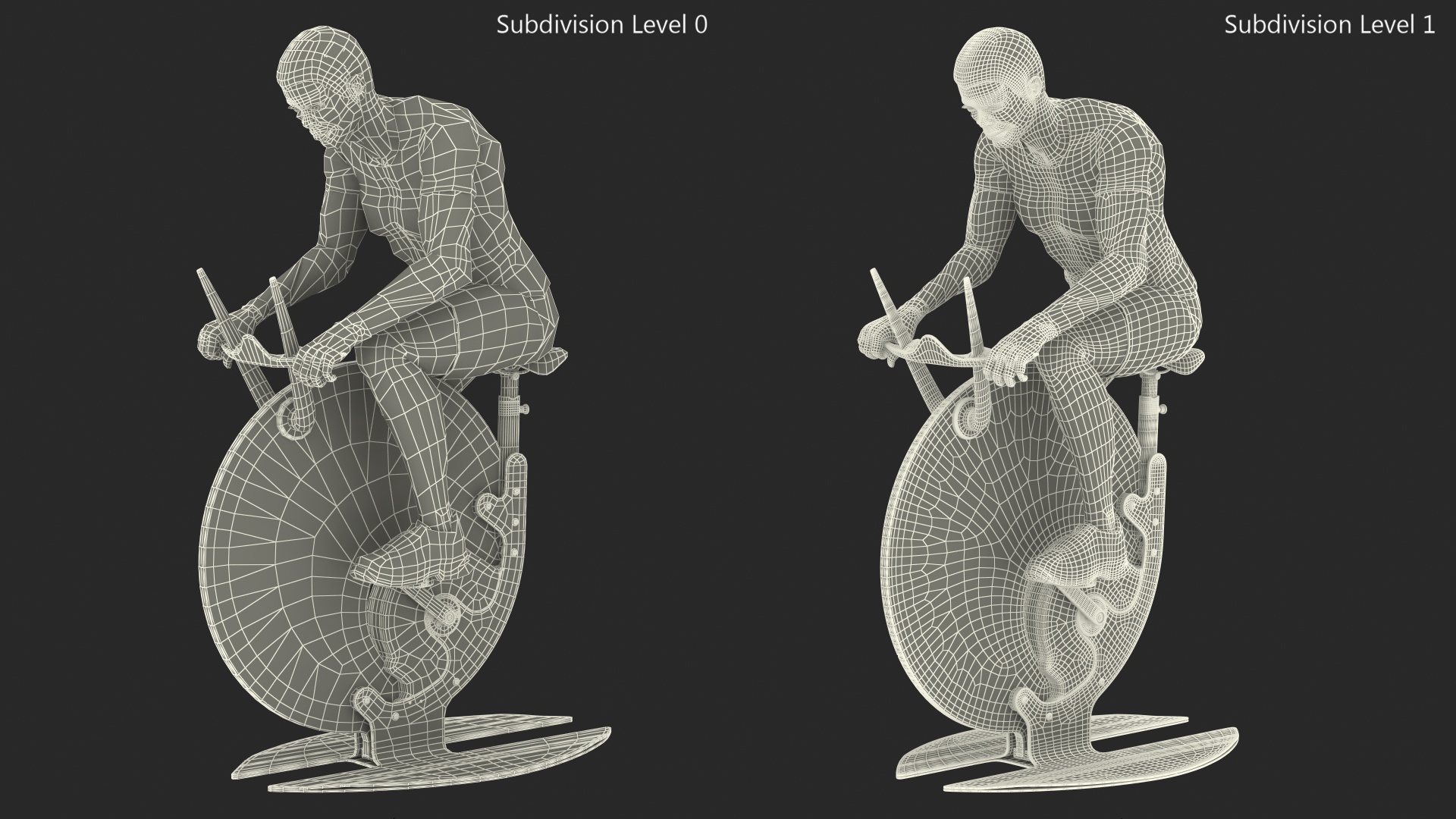 3D model Sportsmen Training on Exercise Bike