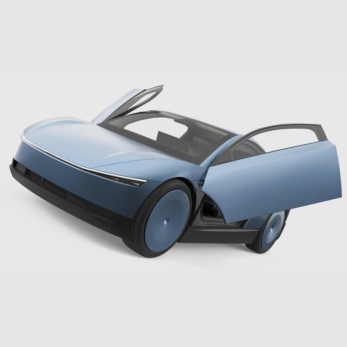 3D Electric Coupe Vehicle Blue Rigged for Maya model