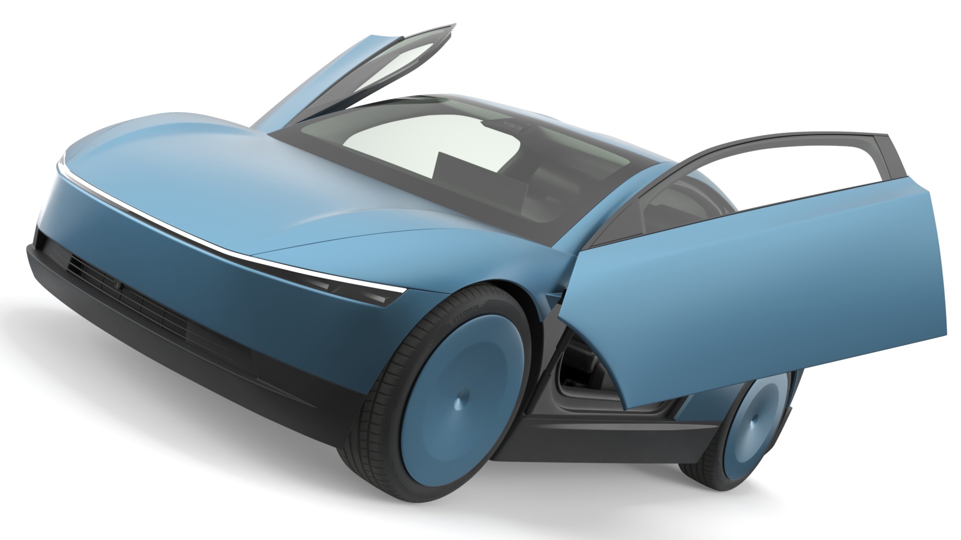 3D Electric Coupe Vehicle Blue Rigged for Maya model