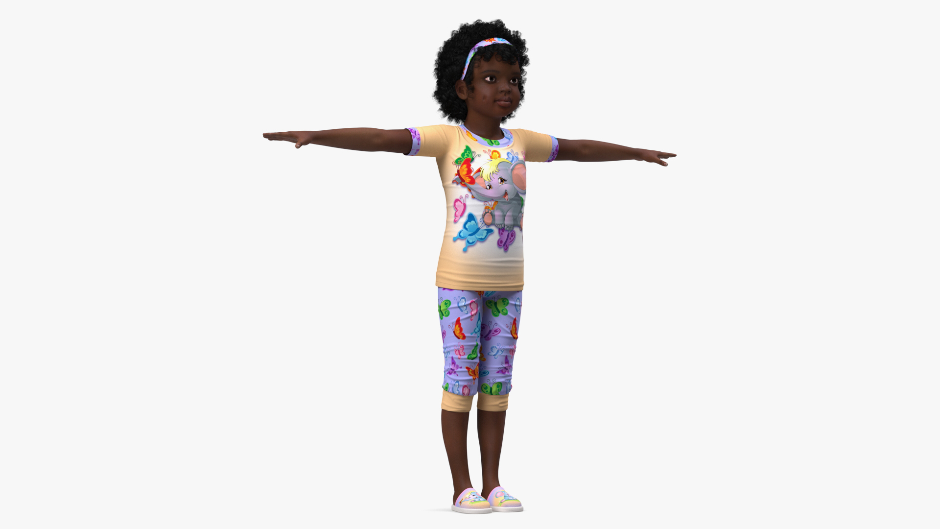 3D Black Child Girl Home Style Rigged for Modo model