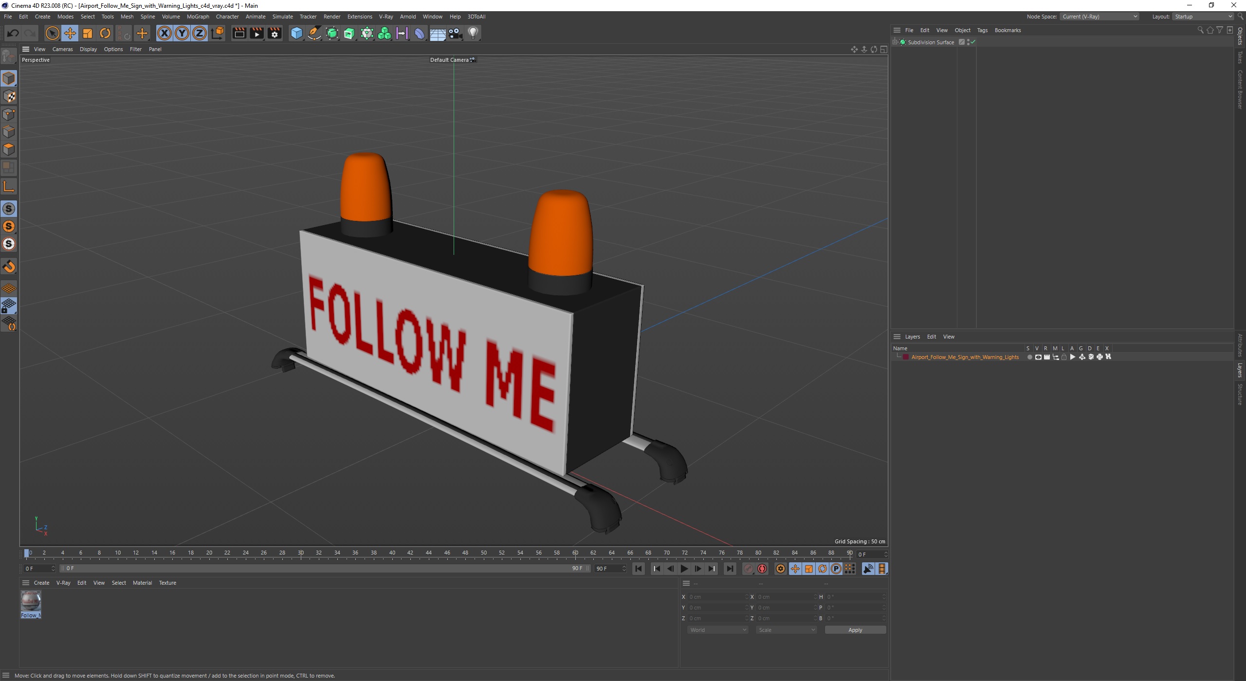 Airport Follow Me Sign with Warning Lights 3D