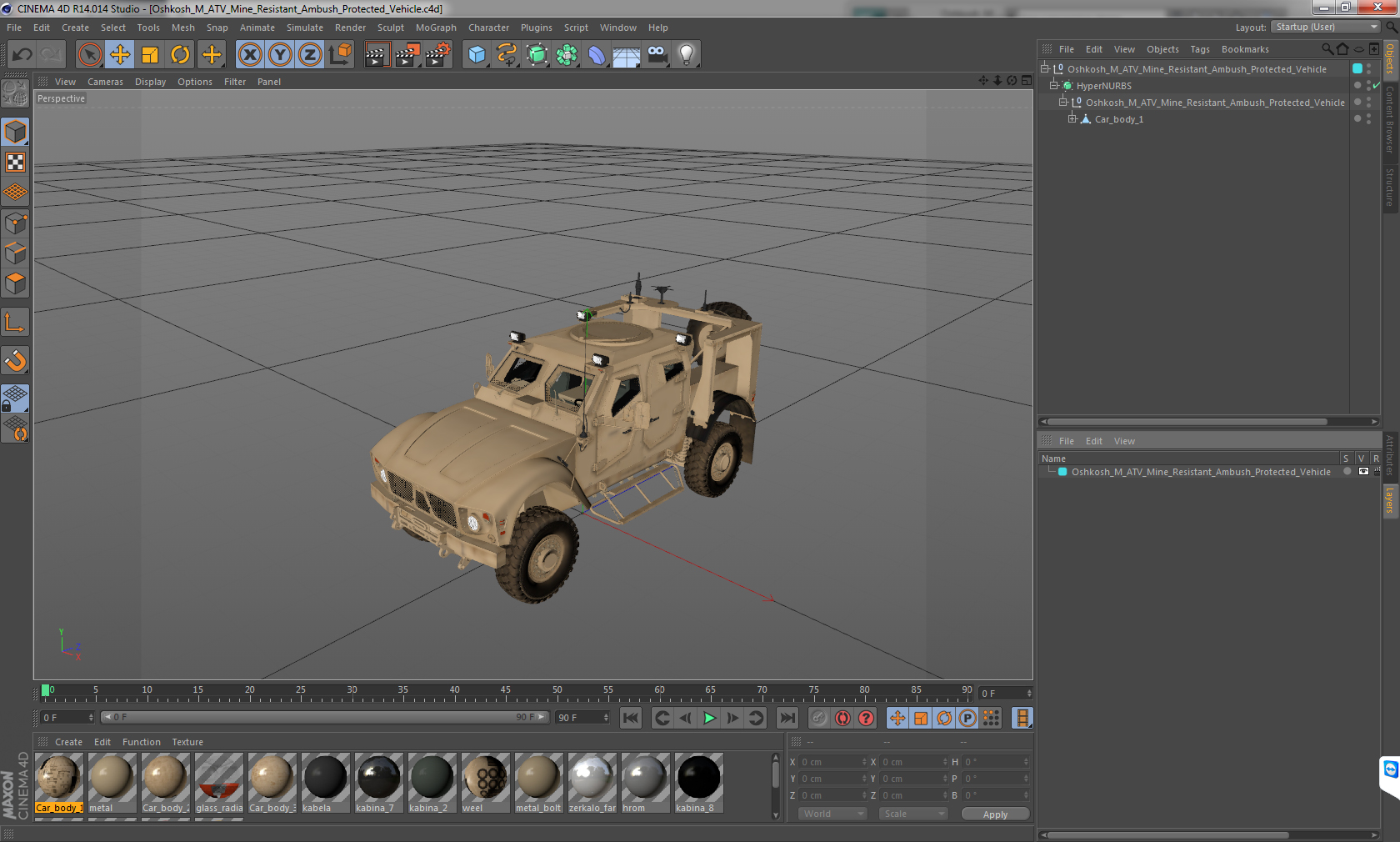 3D Oshkosh M ATV Mine Resistant Ambush Protected Vehicle model