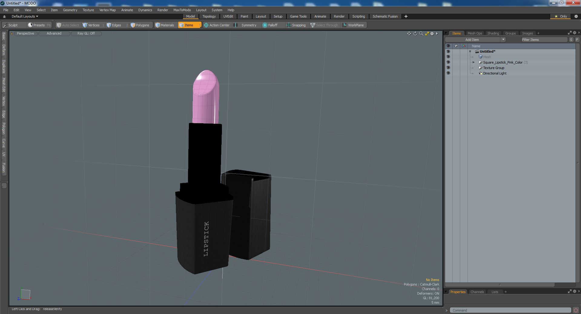 3D Square Lipstick Pink Color