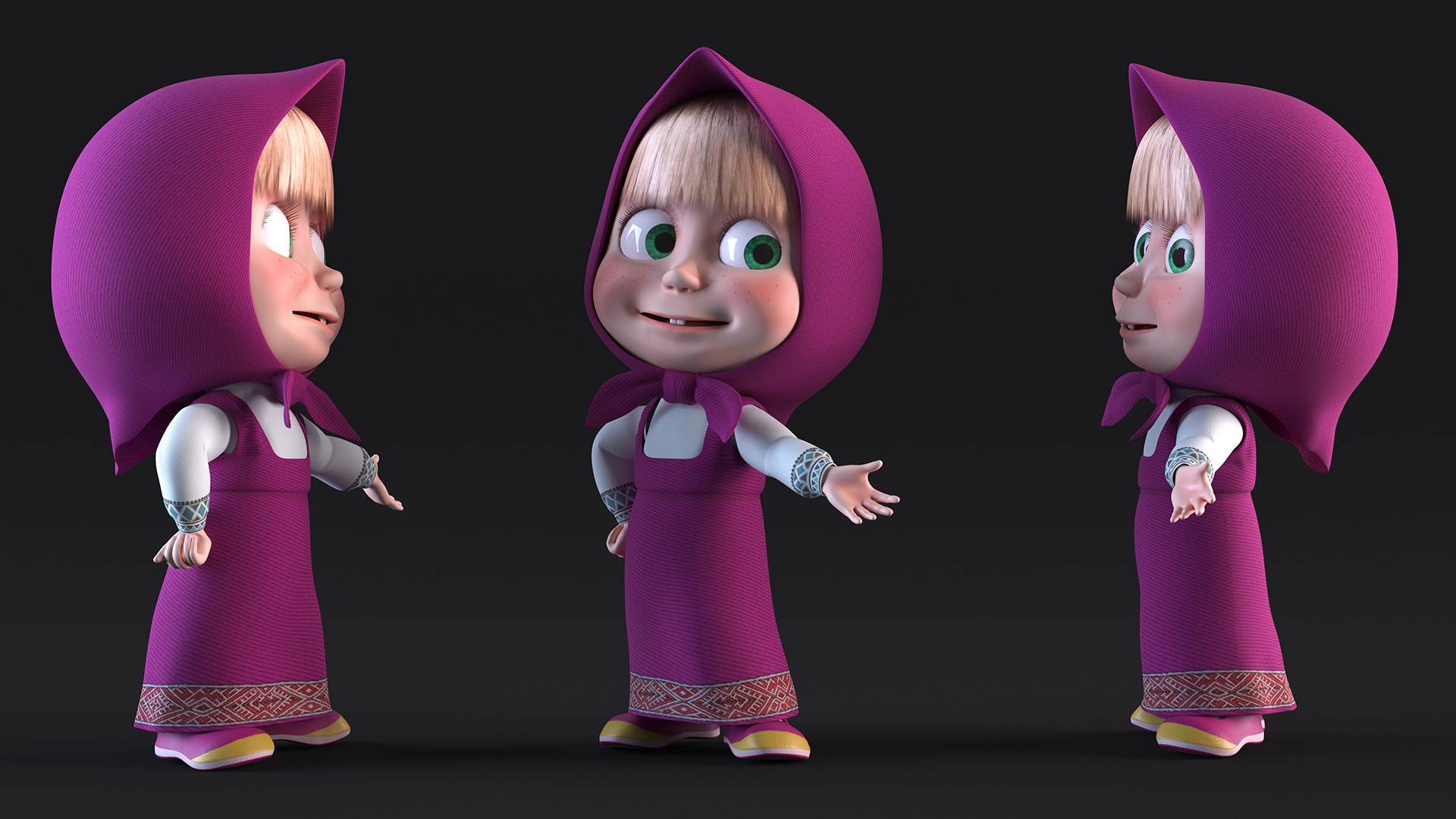 3D model Cartoon Character Masha Rigged