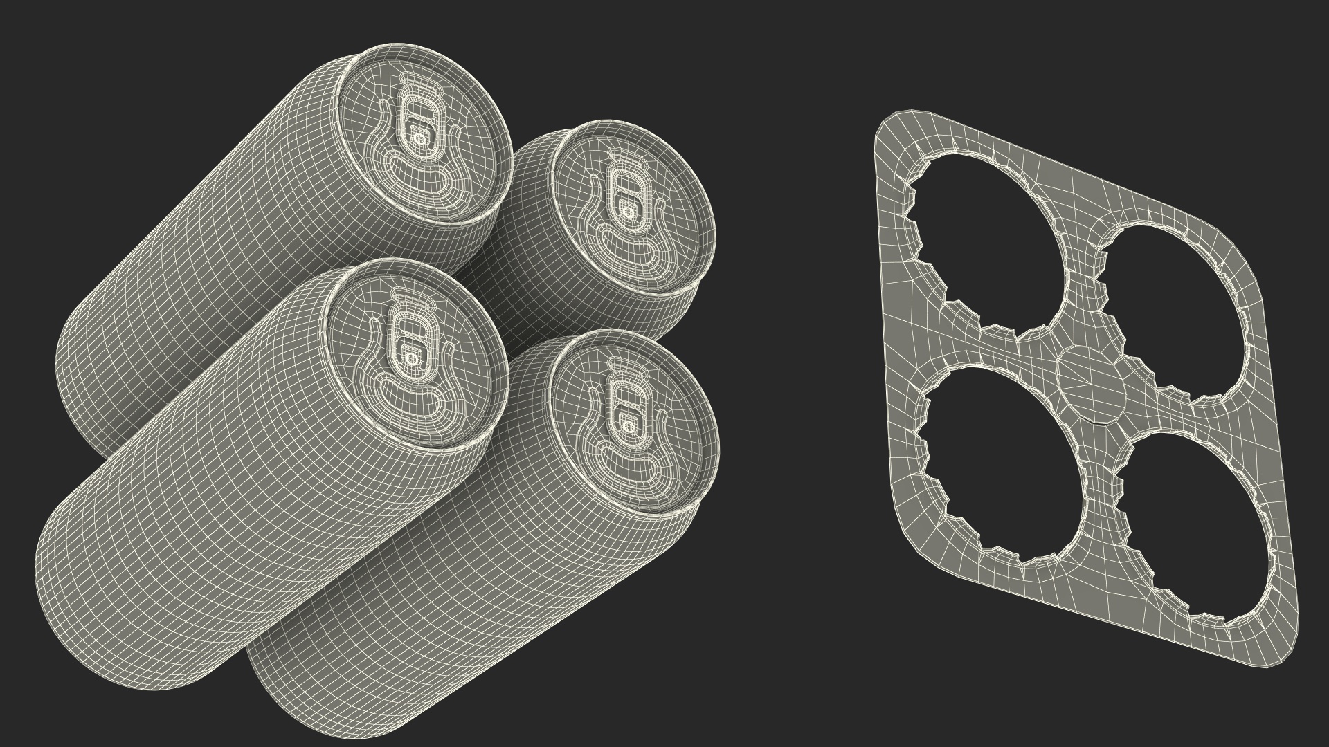 Paperboard 4 Pack Beer Can Carrier 3D model