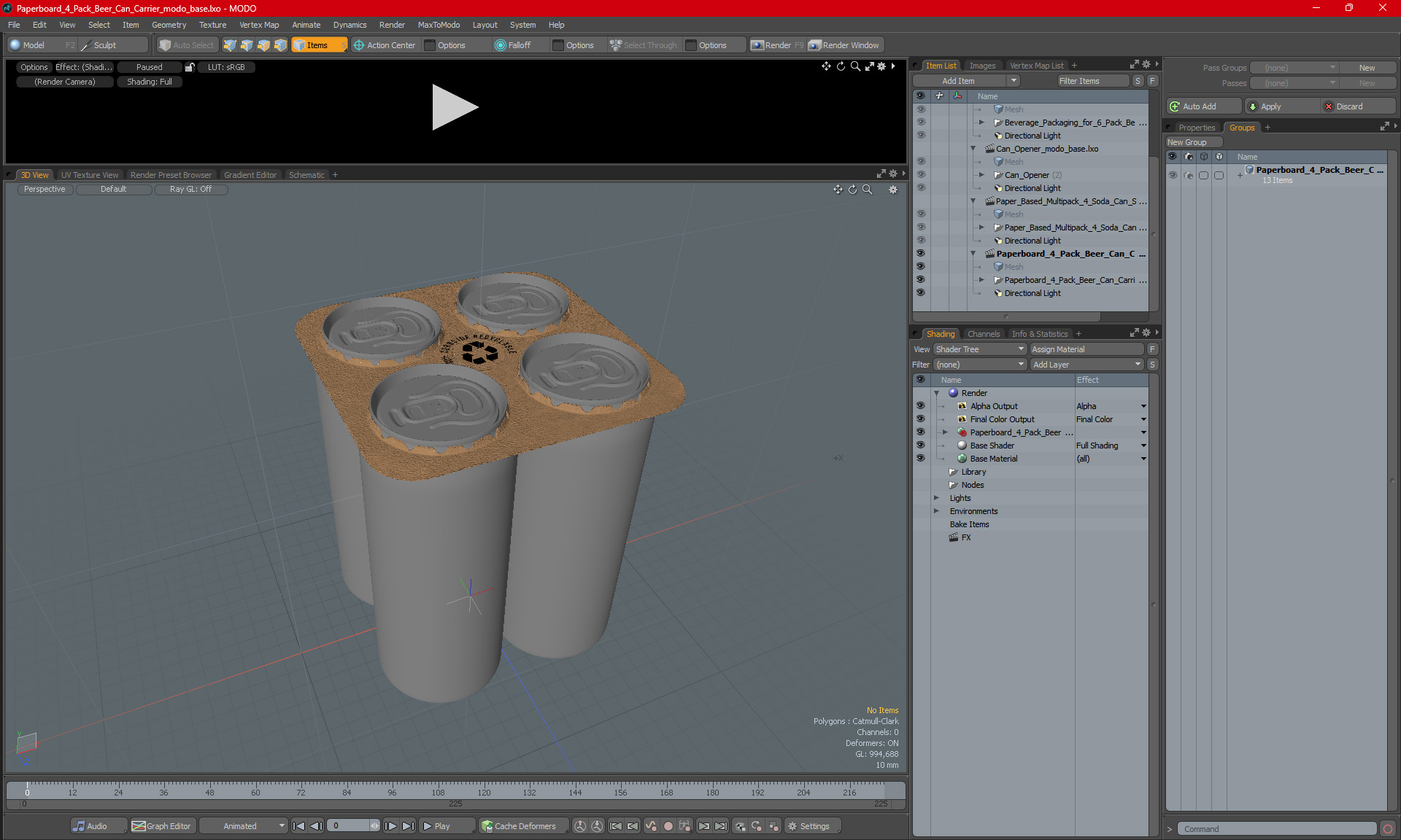 Paperboard 4 Pack Beer Can Carrier 3D model