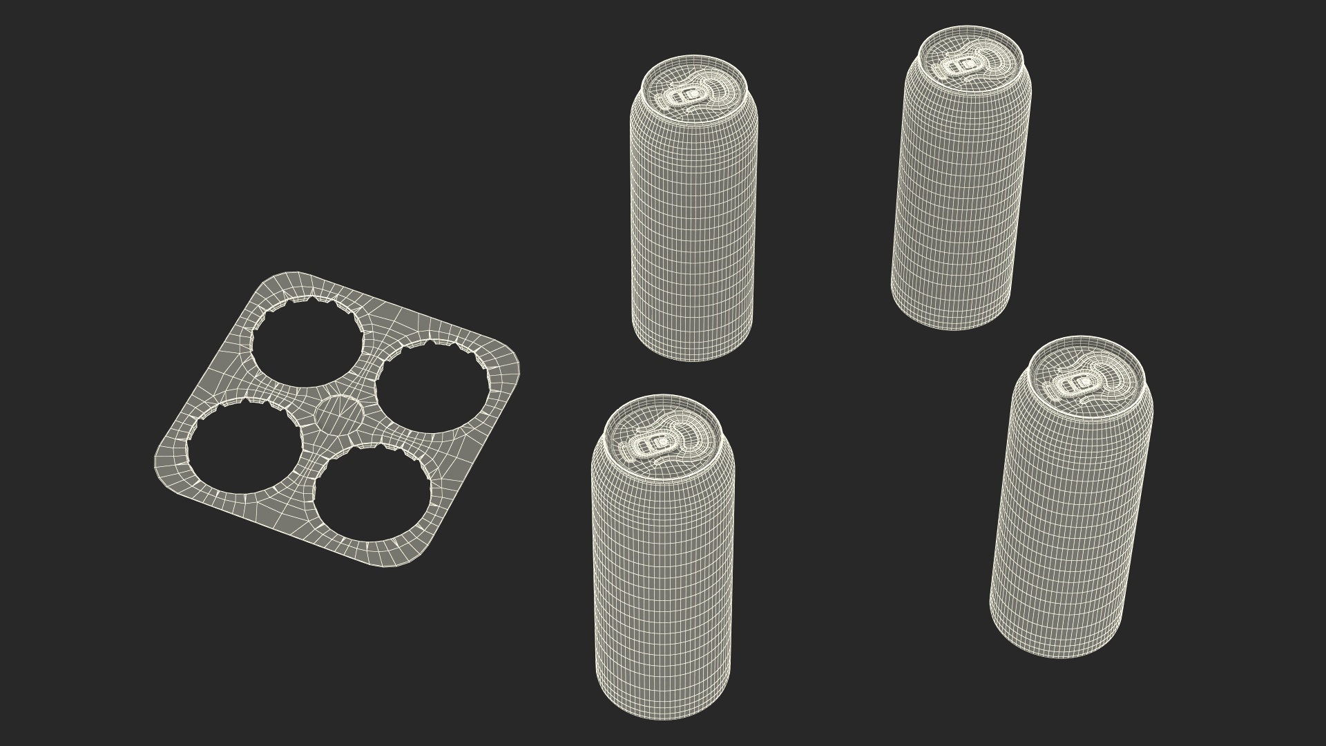 Paperboard 4 Pack Beer Can Carrier 3D model