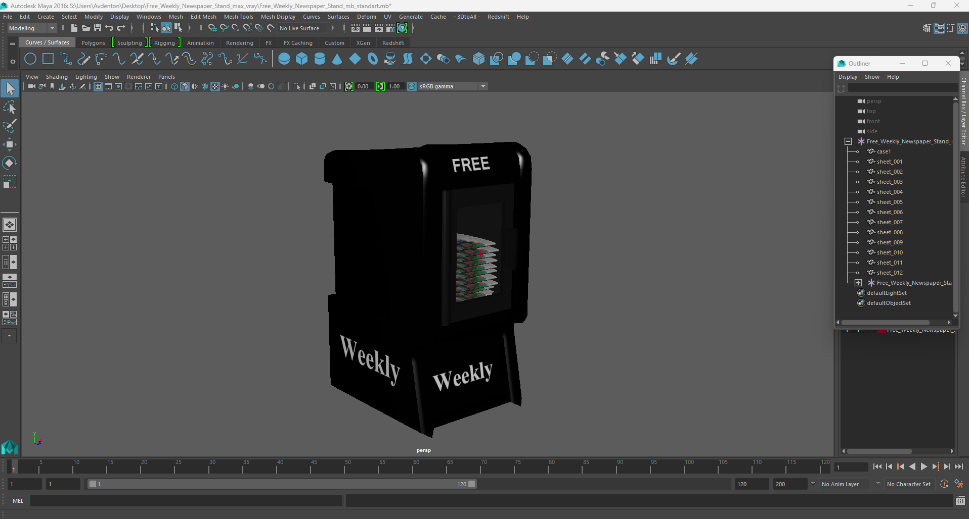 Free Weekly Newspaper Stand 3D