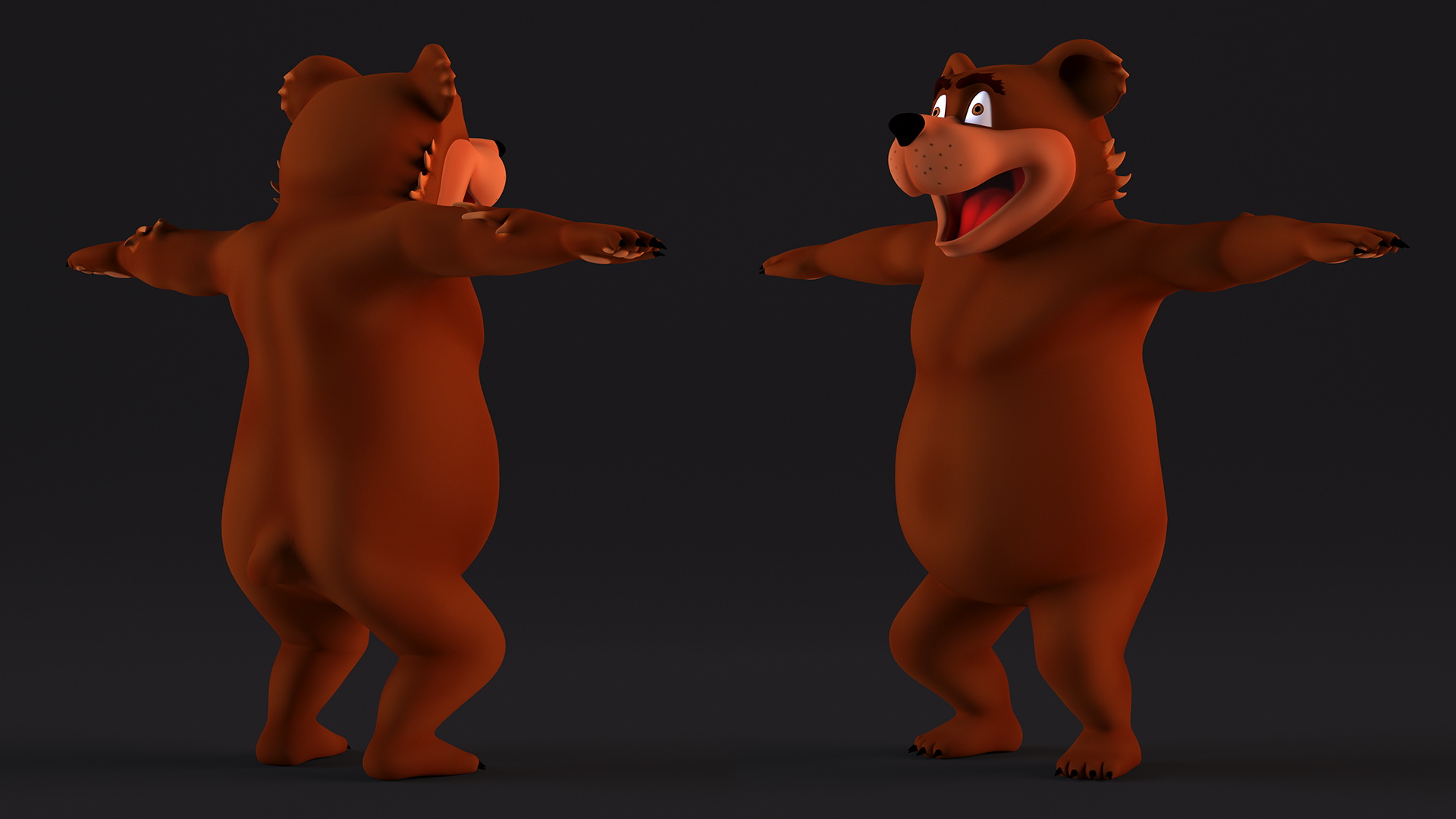 Funny Brown Bear Rigged for Cinema 4D 3D